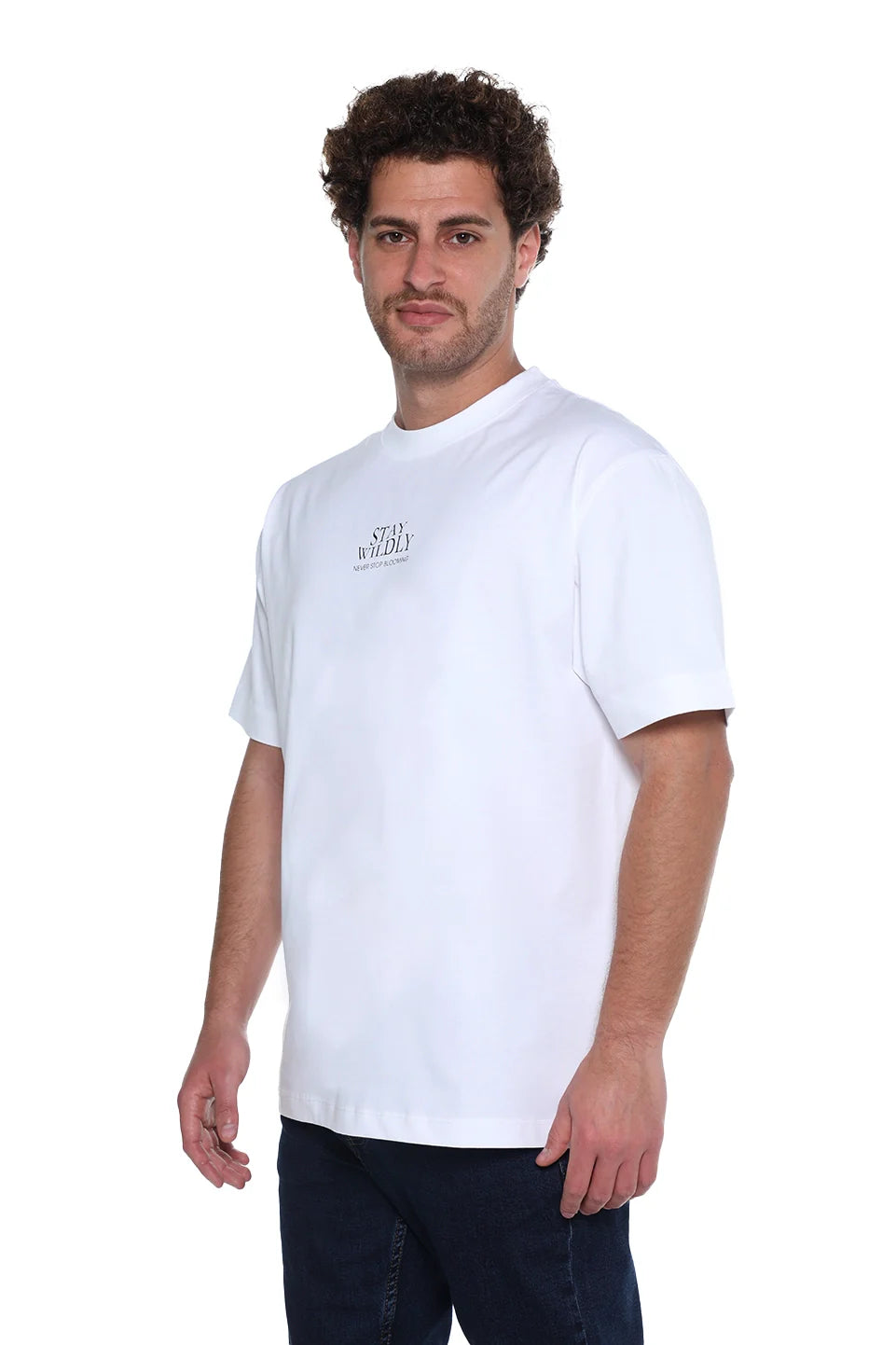 White Oversized T-Shirt With "Stay Wildly" Front Design