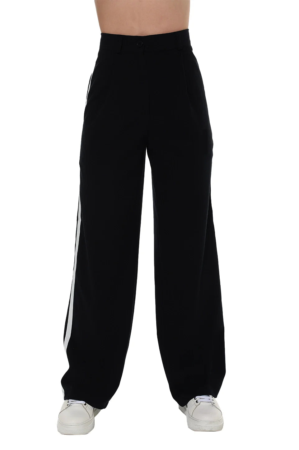 Black Wide Leg Pants With Slanted Side Pockets