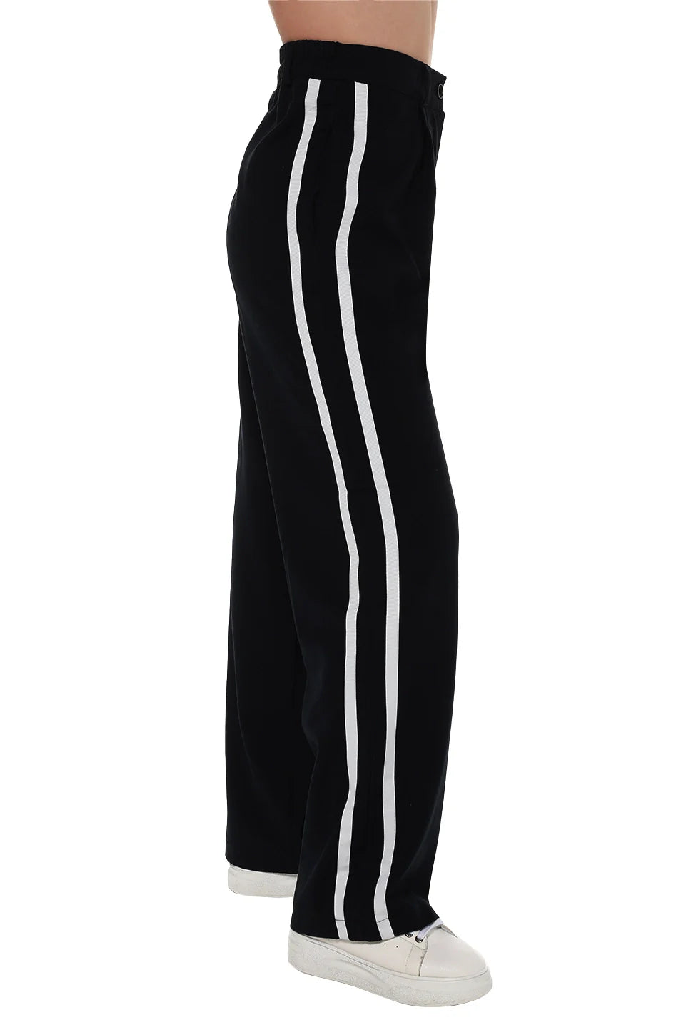 Black Wide Leg Pants With Slanted Side Pockets