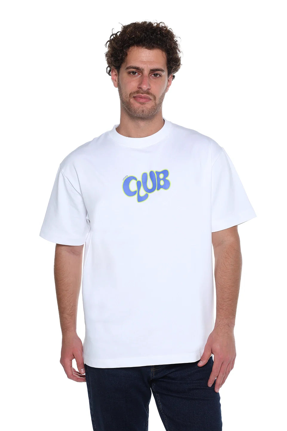 Oversized White T-Shirt With "Club" Front Design