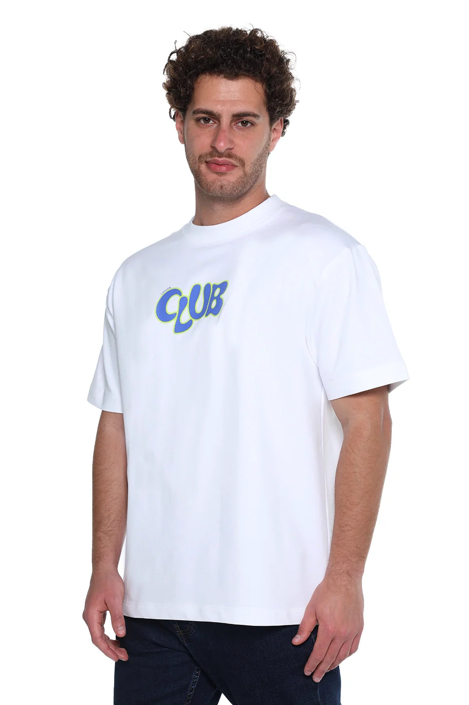 Oversized White T-Shirt With "Club" Front Design