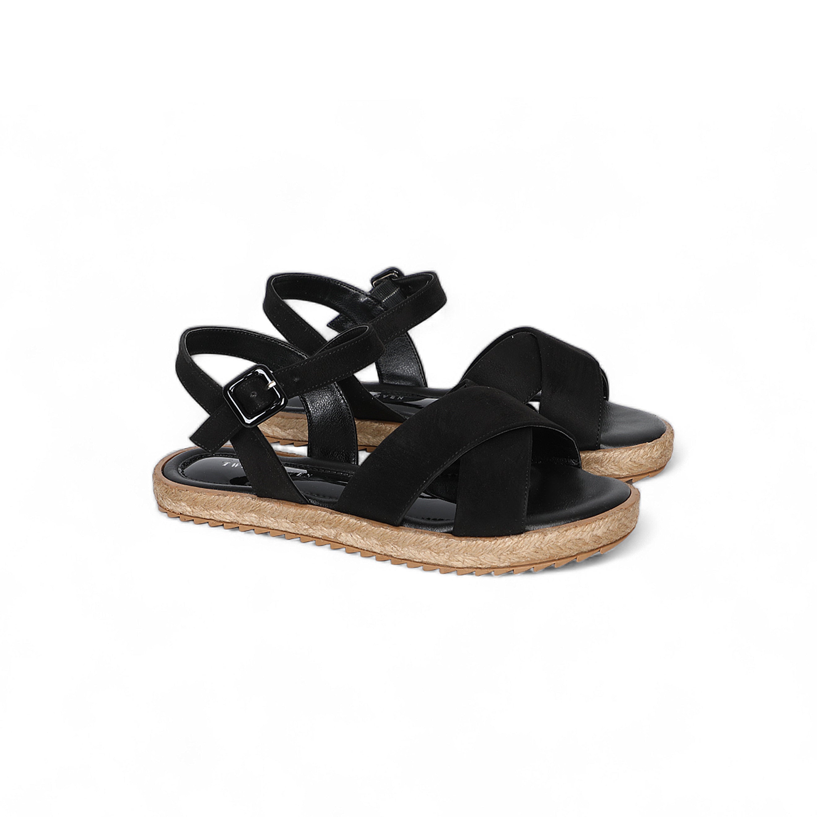 Leather Two Part Sandals In Black