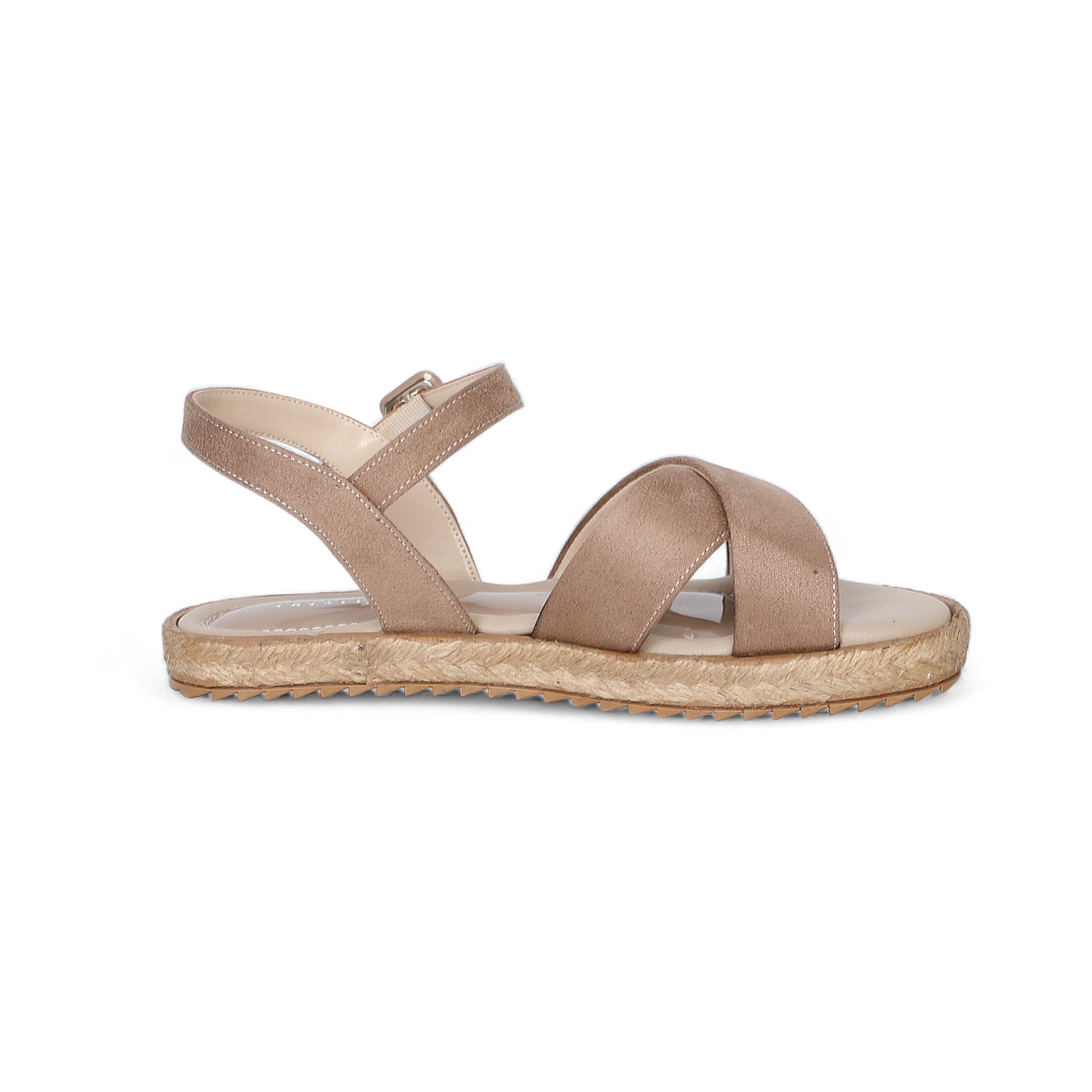 Leather Two Part Sandals In Beige