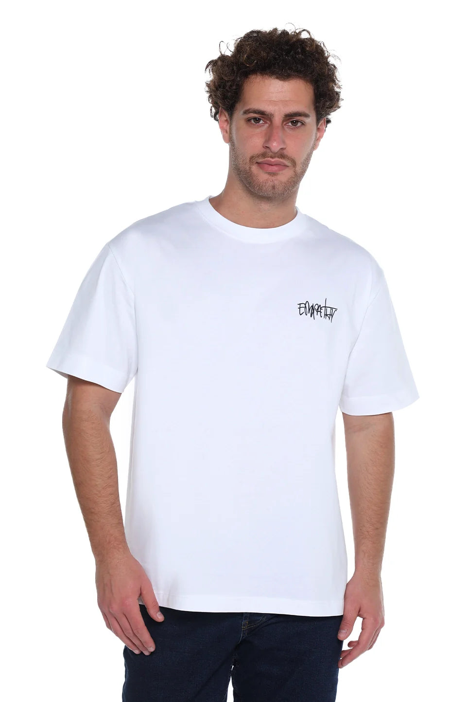 White Oversized T-Shirt With "Empathy" Back Design