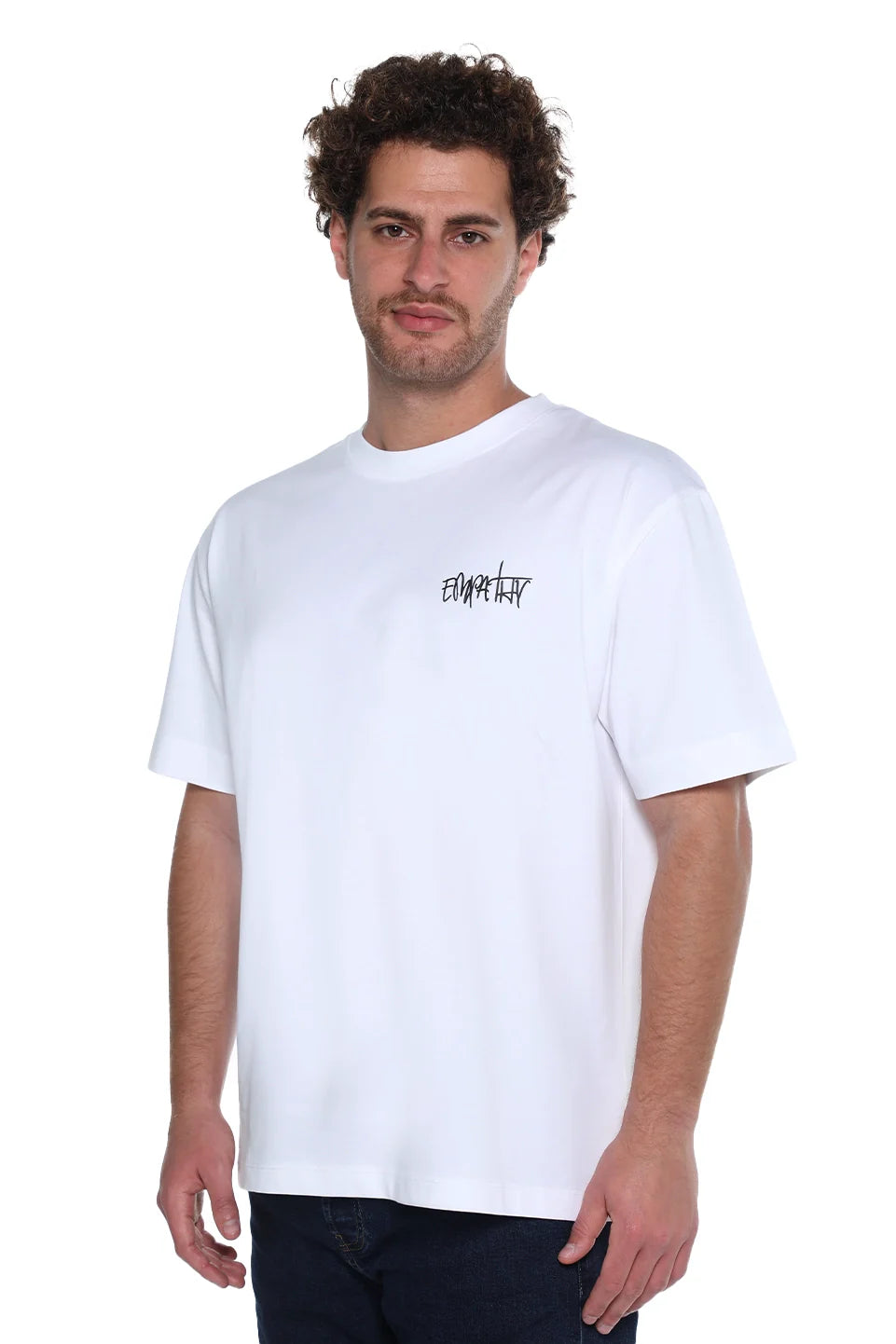 White Oversized T-Shirt With "Empathy" Back Design
