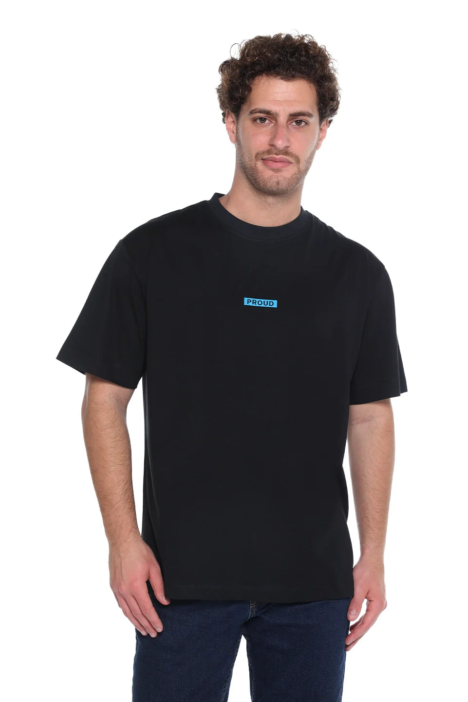 Black Oversized T-Shirt With "Proud" Back Design