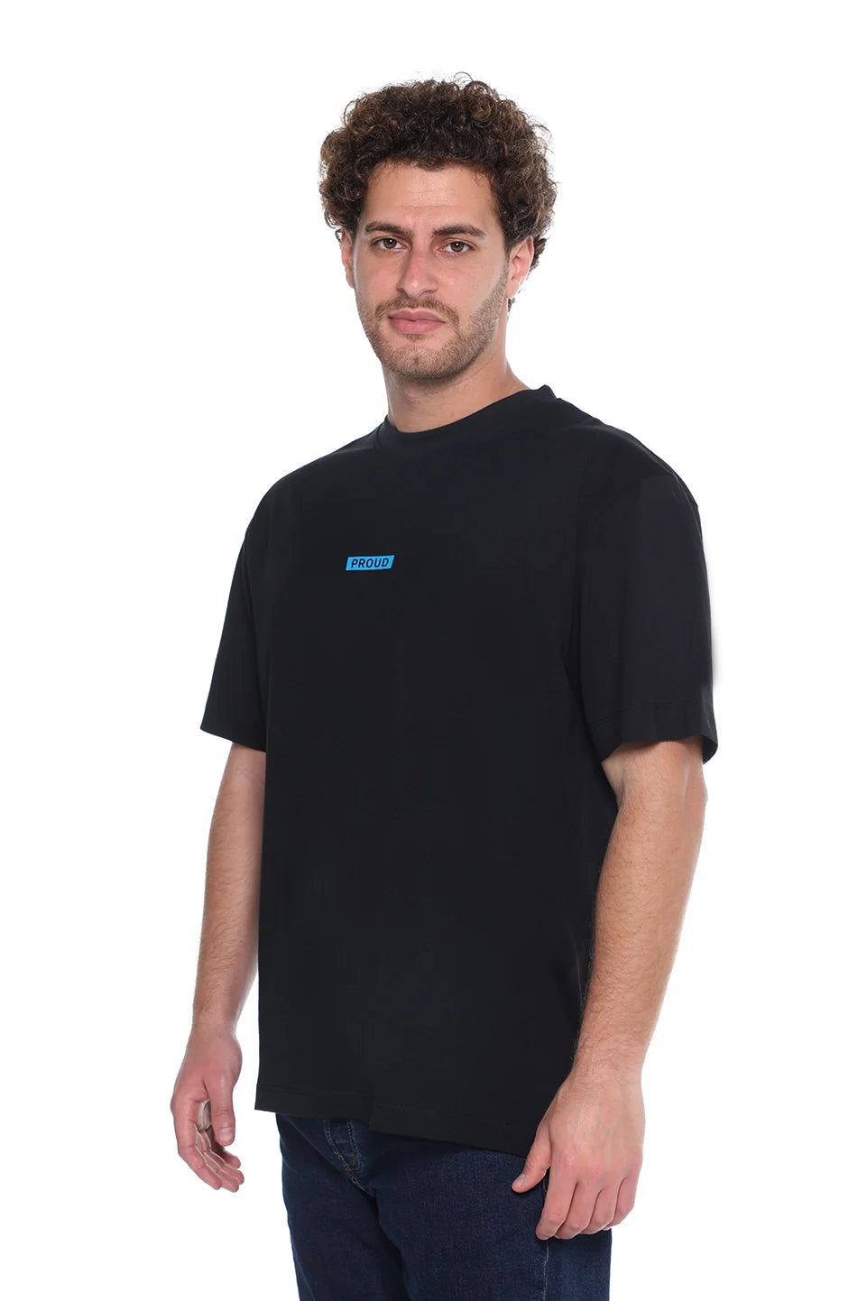 Black Oversized T-Shirt With "Proud" Back Design