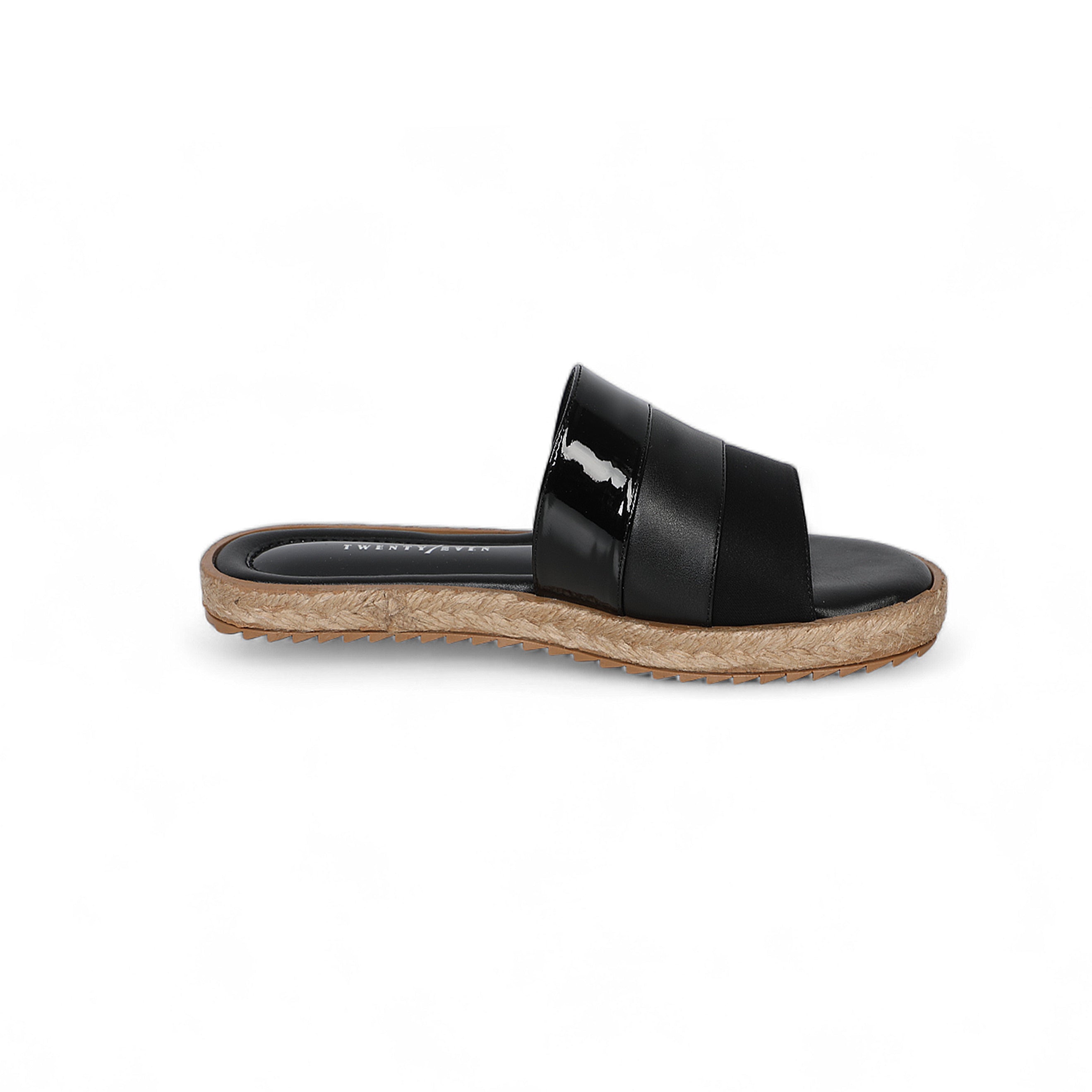 One Strap Black Slipper With Small Insole