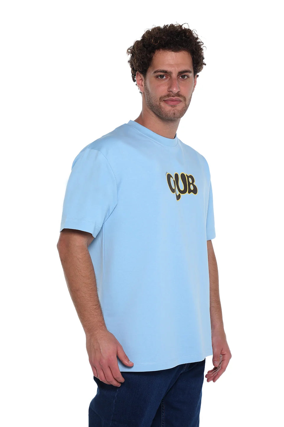 Oversized Blue T-Shirt With "Club" Front Design