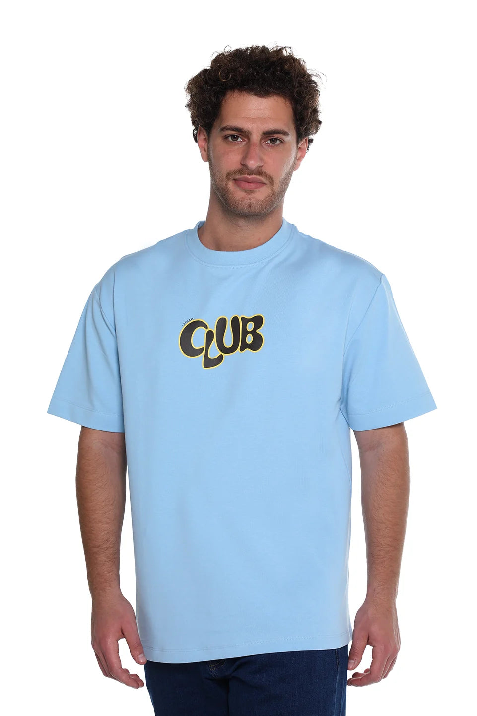 Oversized Blue T-Shirt With "Club" Front Design