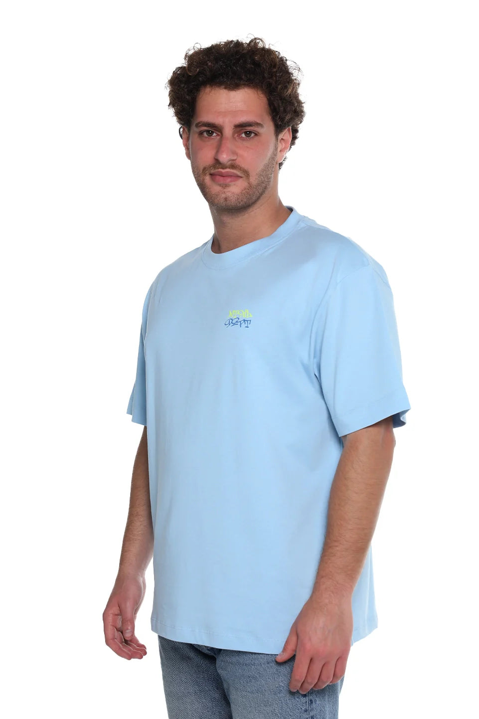 Oversized Blue T-Shirt With Front Design