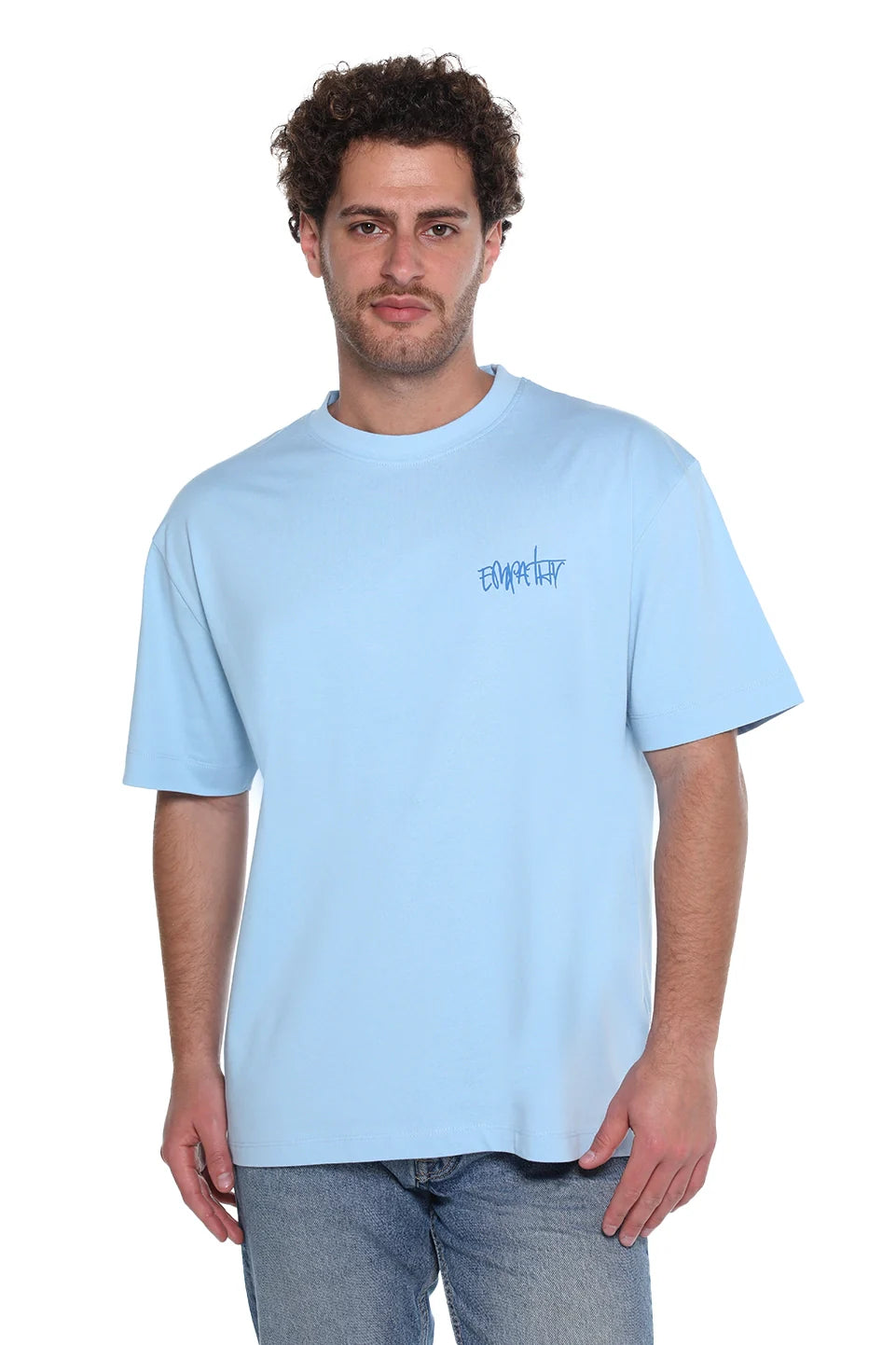 Blue Oversized T-Shirt With "Empathy" Back Design