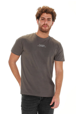 Dark Grey Cotton T-shirt With Back Design