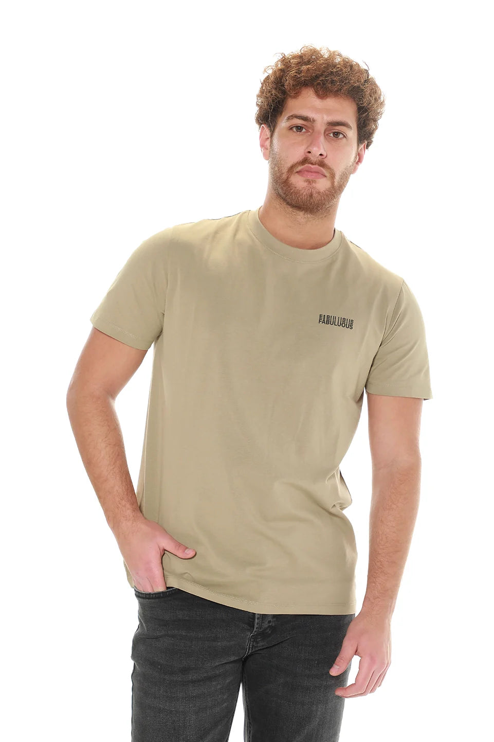 Light Khaki T-shirt With "Fabuluous" Front Design