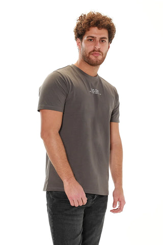 Dark Grey Cotton T-shirt With Back Design