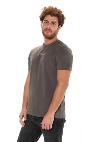 Dark Grey Cotton T-shirt With Back Design