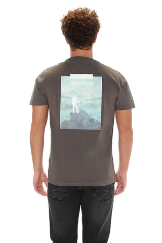 Dark Grey Cotton T-shirt With Back Design