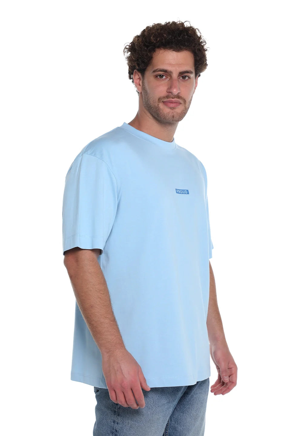 Blue Oversized T-Shirt With "Proud" Back Design