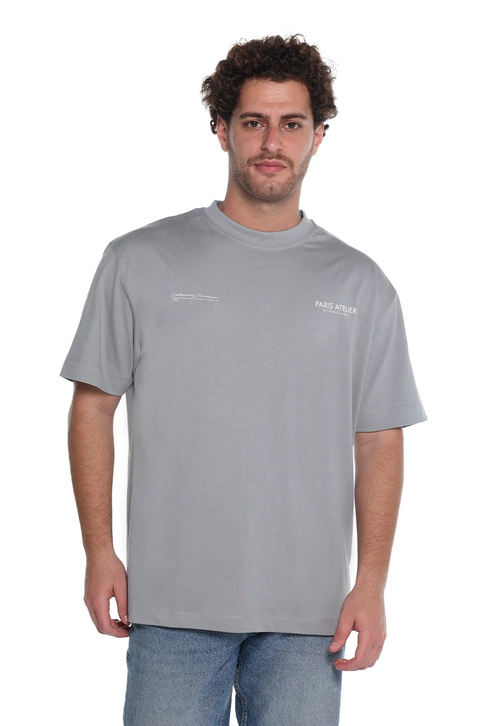 Grey Oversized T-Shirt With Front Design