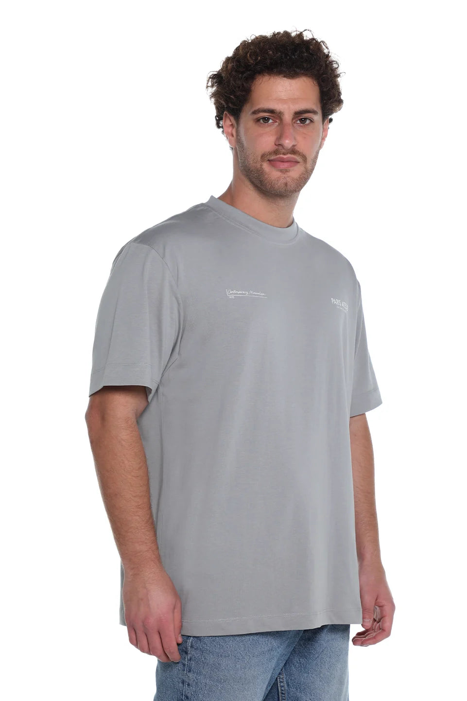 Grey Oversized T-Shirt With Front Design