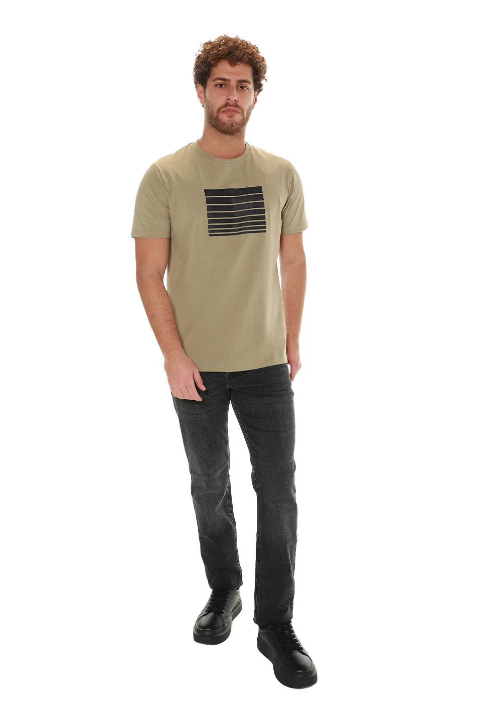 Light Khaki T-shirt With Printed Front Design