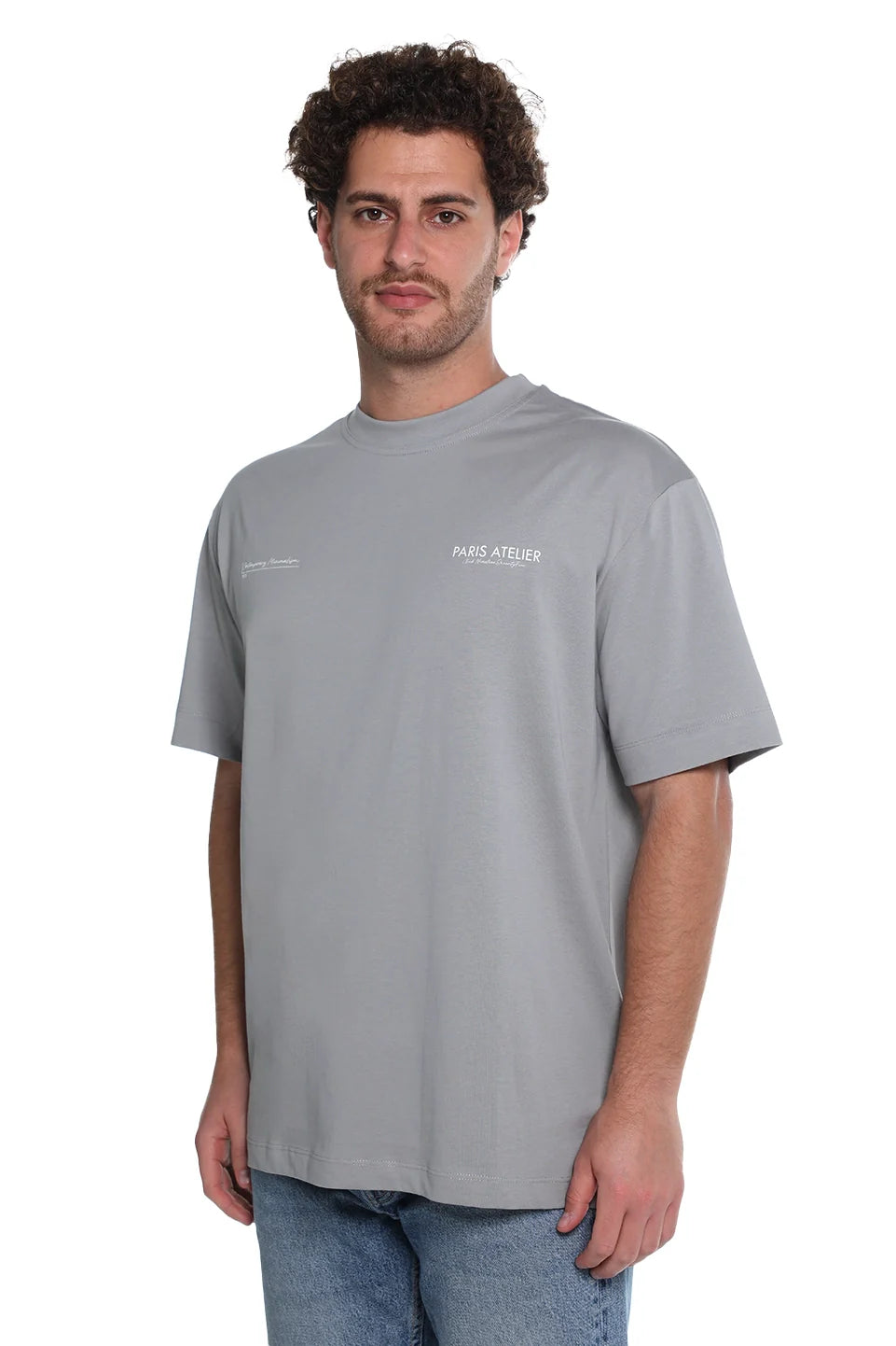 Grey Oversized T-Shirt With Front Design