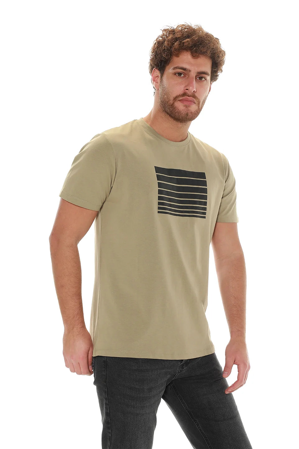 Light Khaki T-shirt With Printed Front Design