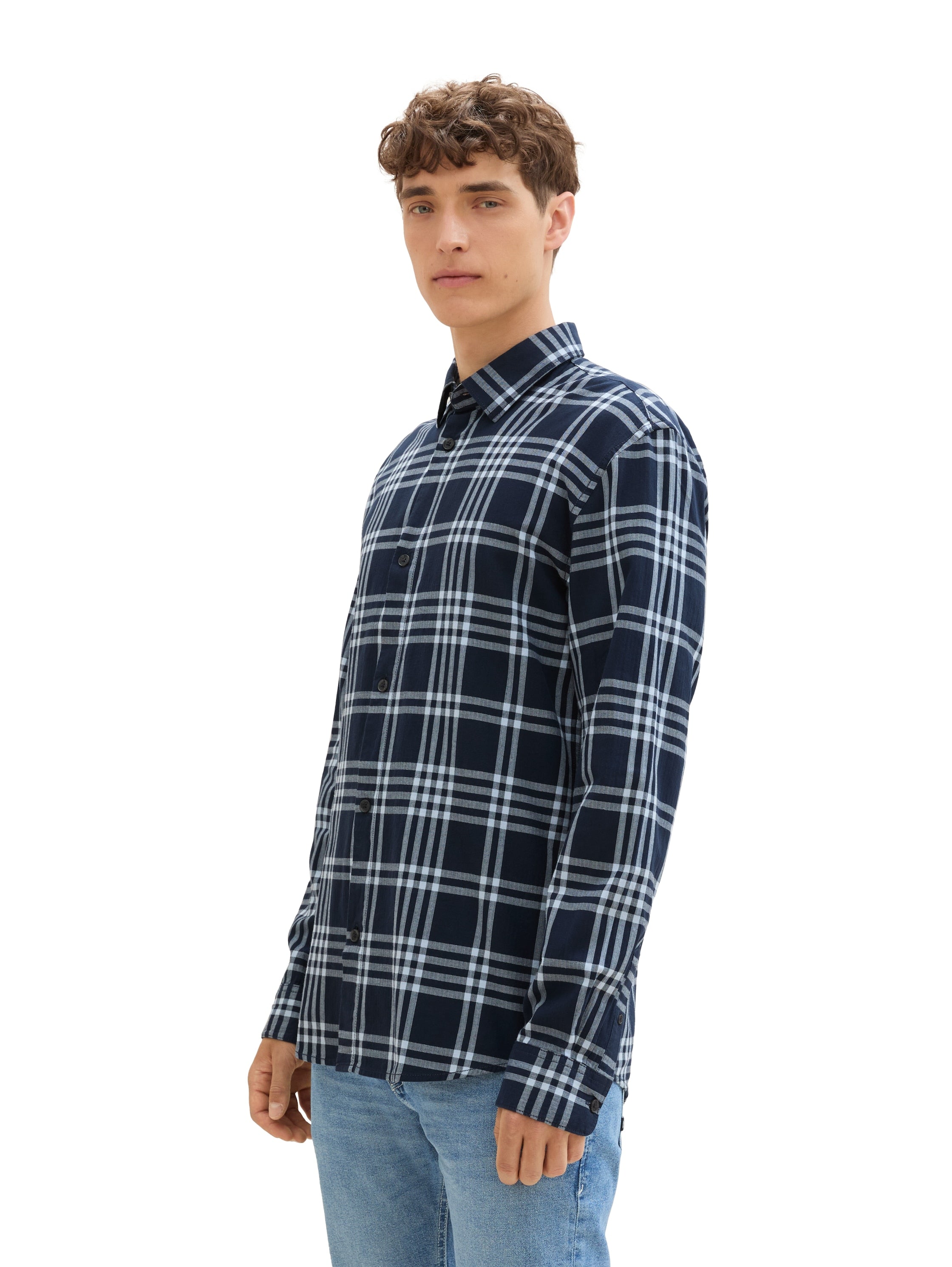 Tom Tailor Blue & Navy Shirt With Lager Checked Pattern