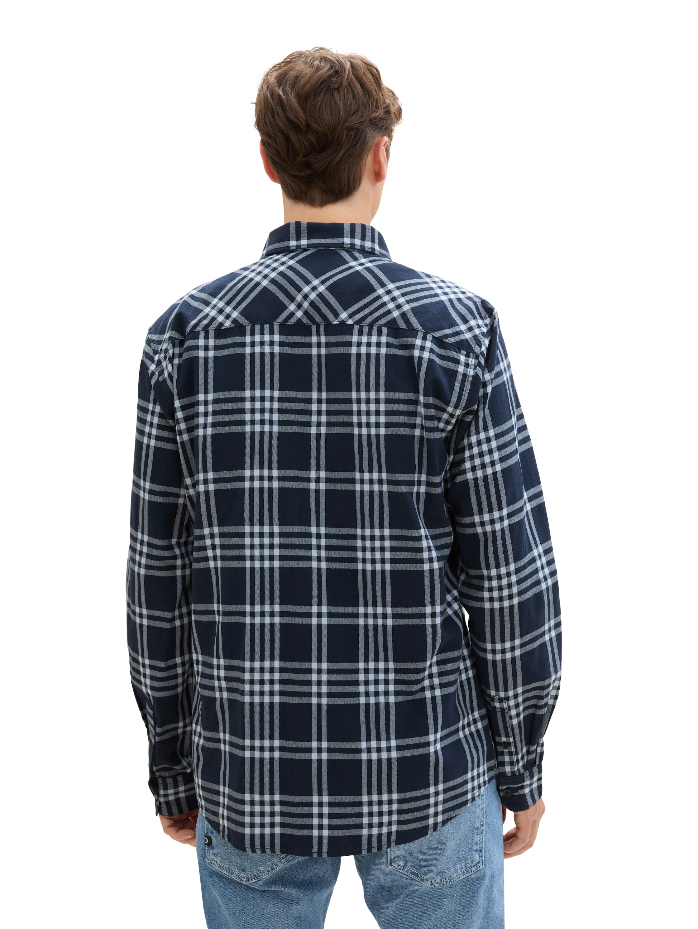 Tom Tailor Blue & Navy Shirt With Lager Checked Pattern