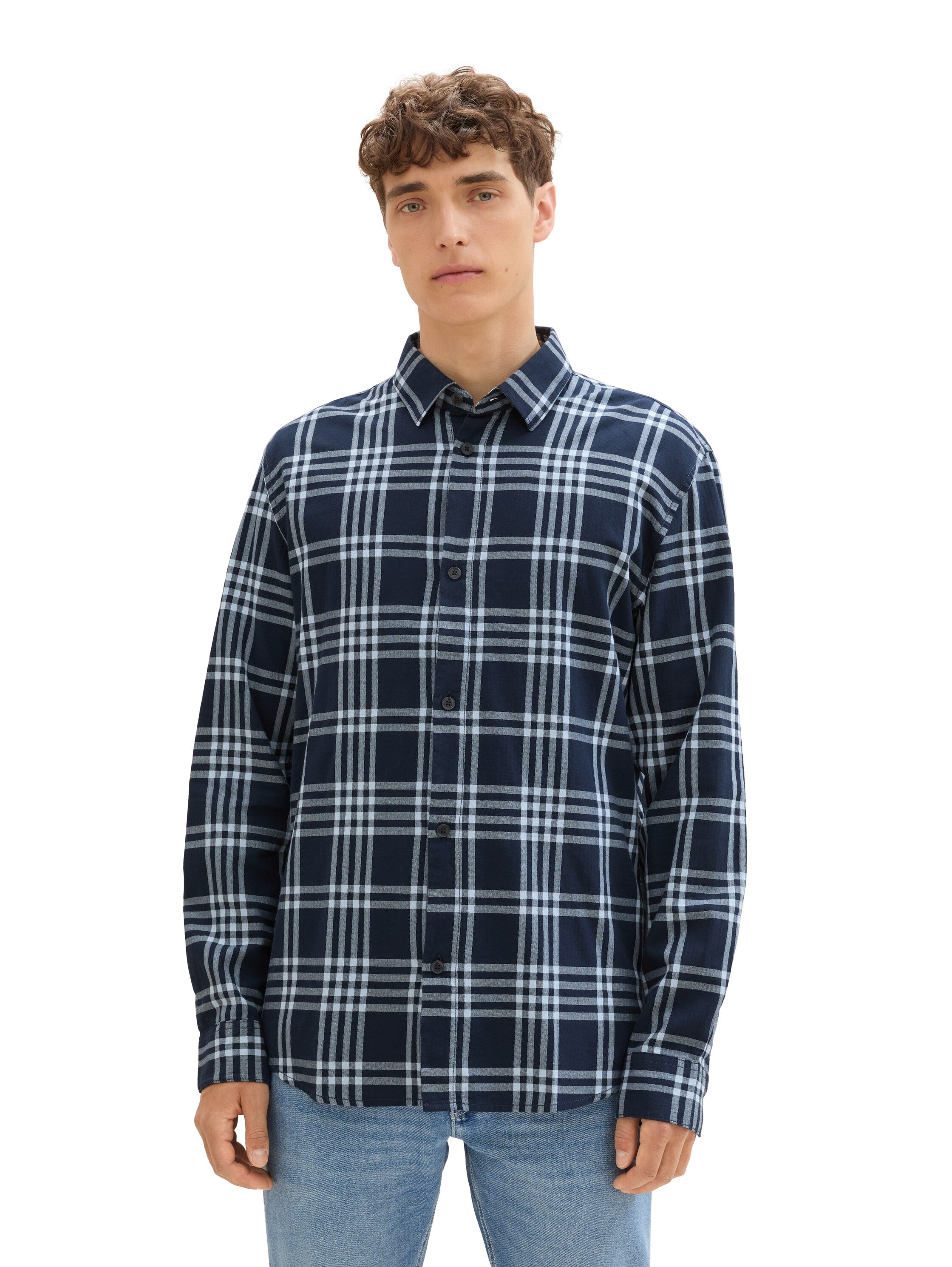 Tom Tailor Blue & Navy Shirt With Lager Checked Pattern