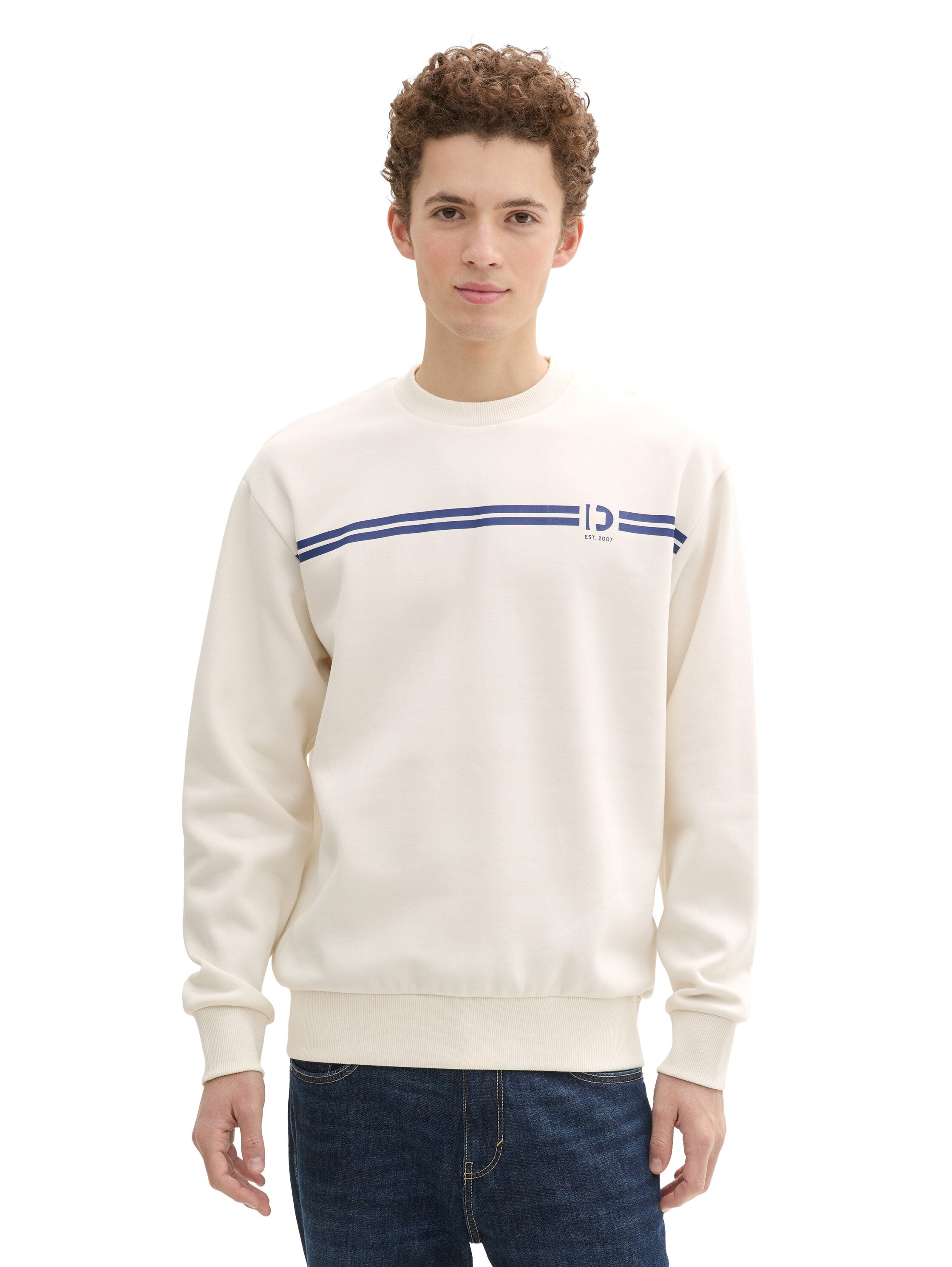 Tom Tailor White Sweater With A Logo Print