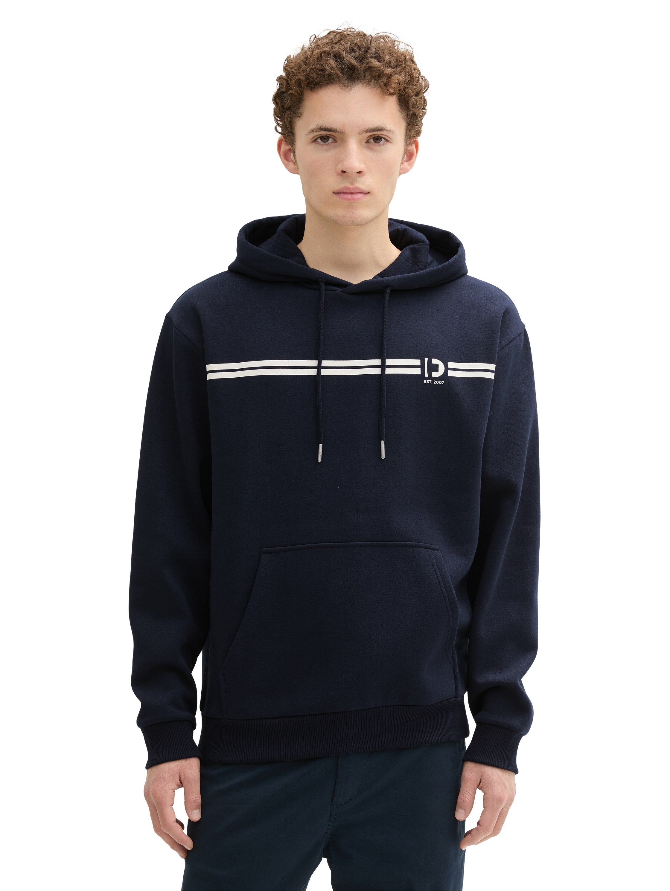 Tom Tailor Navy Hoodie With A Print