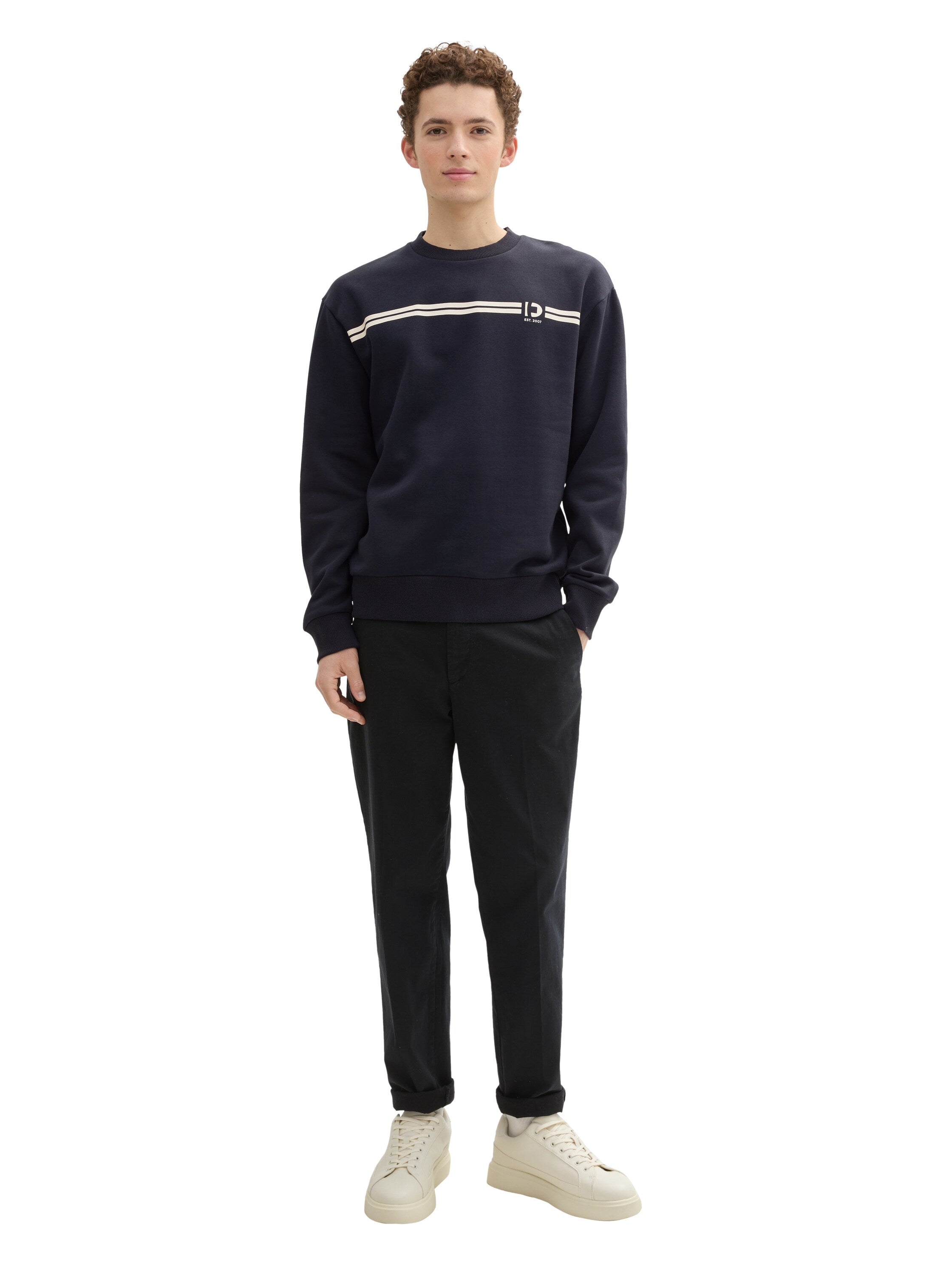 Tom Tailor Navy Sweater With A Logo Print