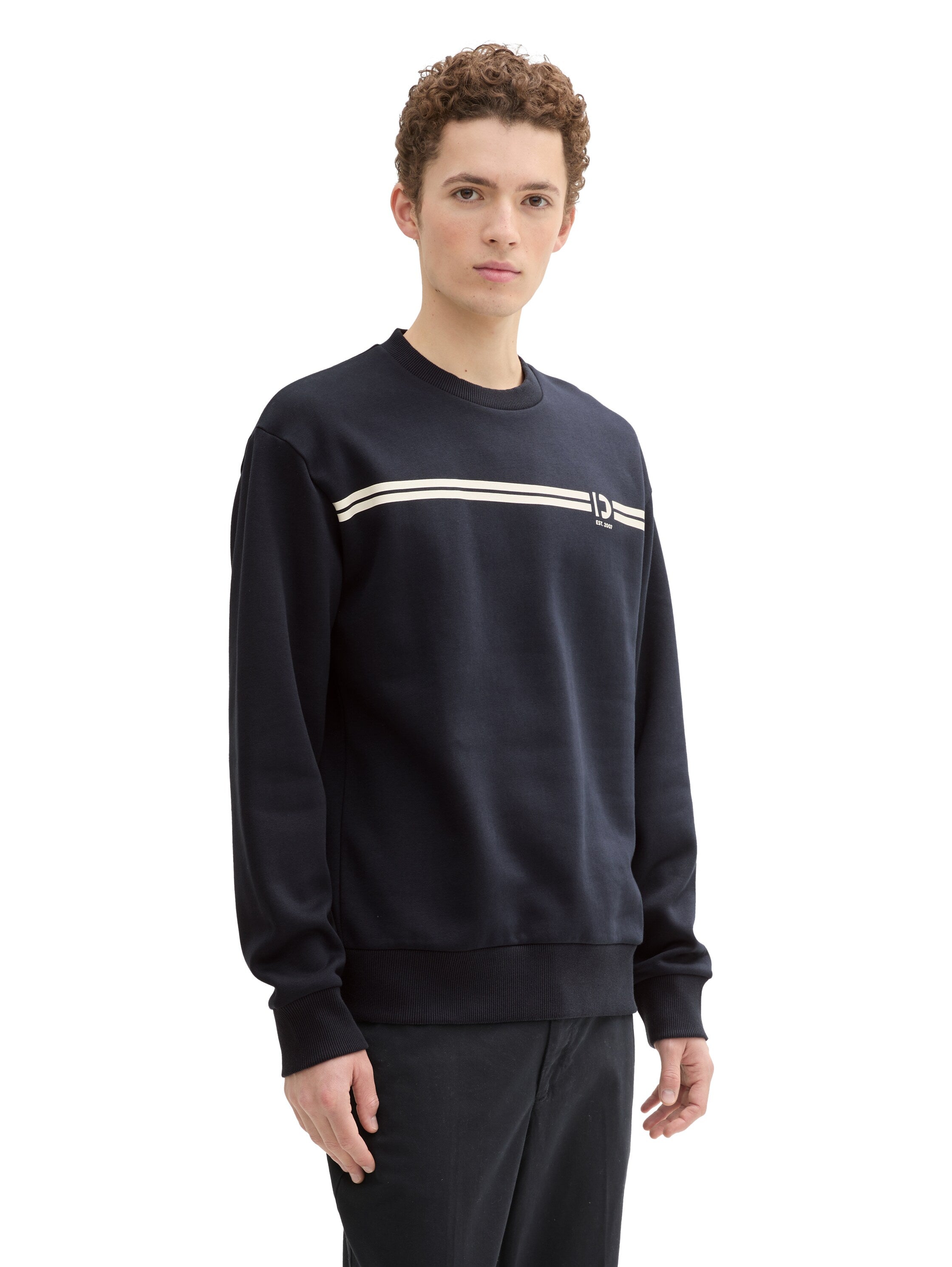 Tom Tailor Navy Sweater With A Logo Print