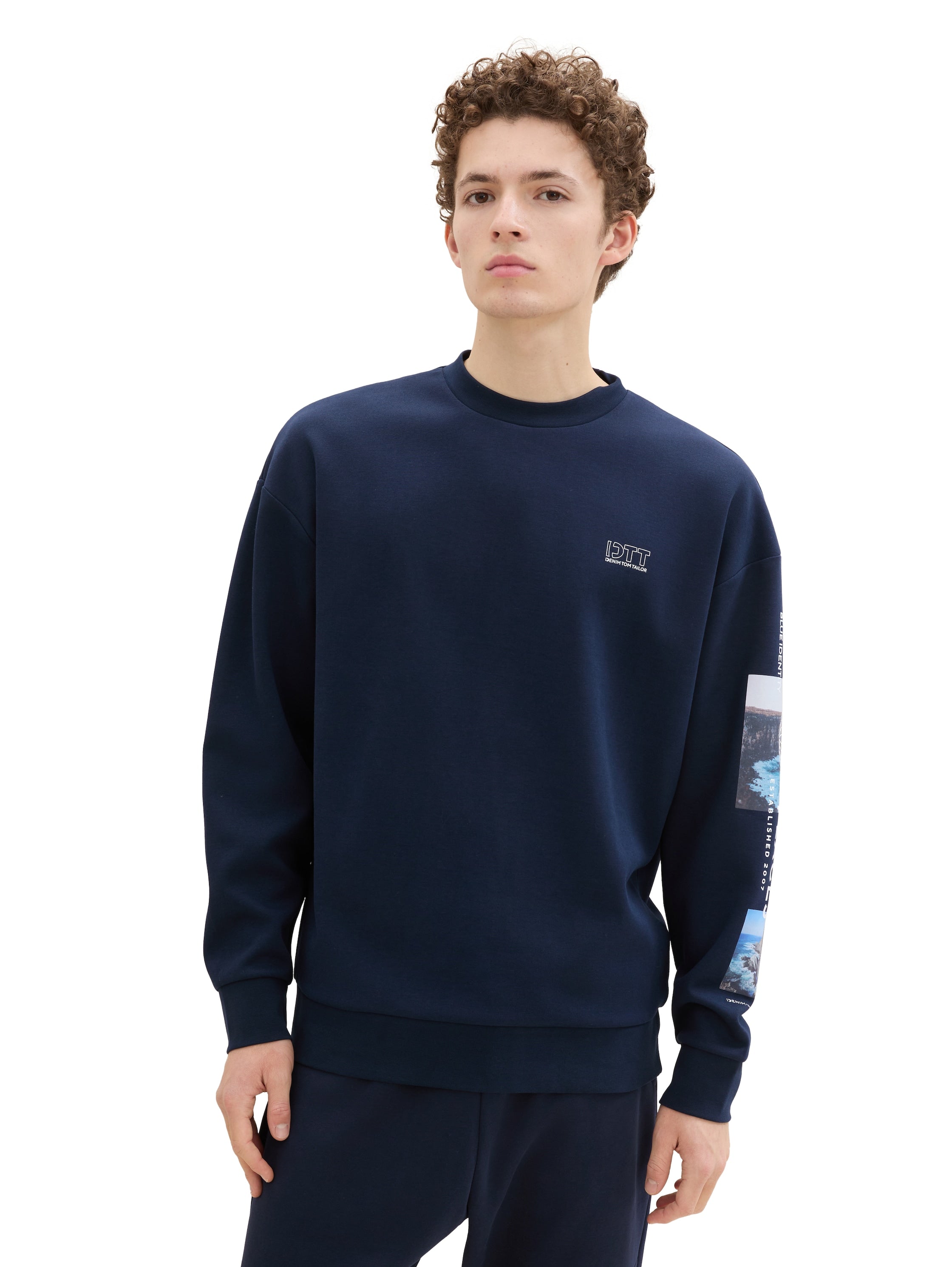 Tom Tailor Relaxed Navy Sweater With Prints