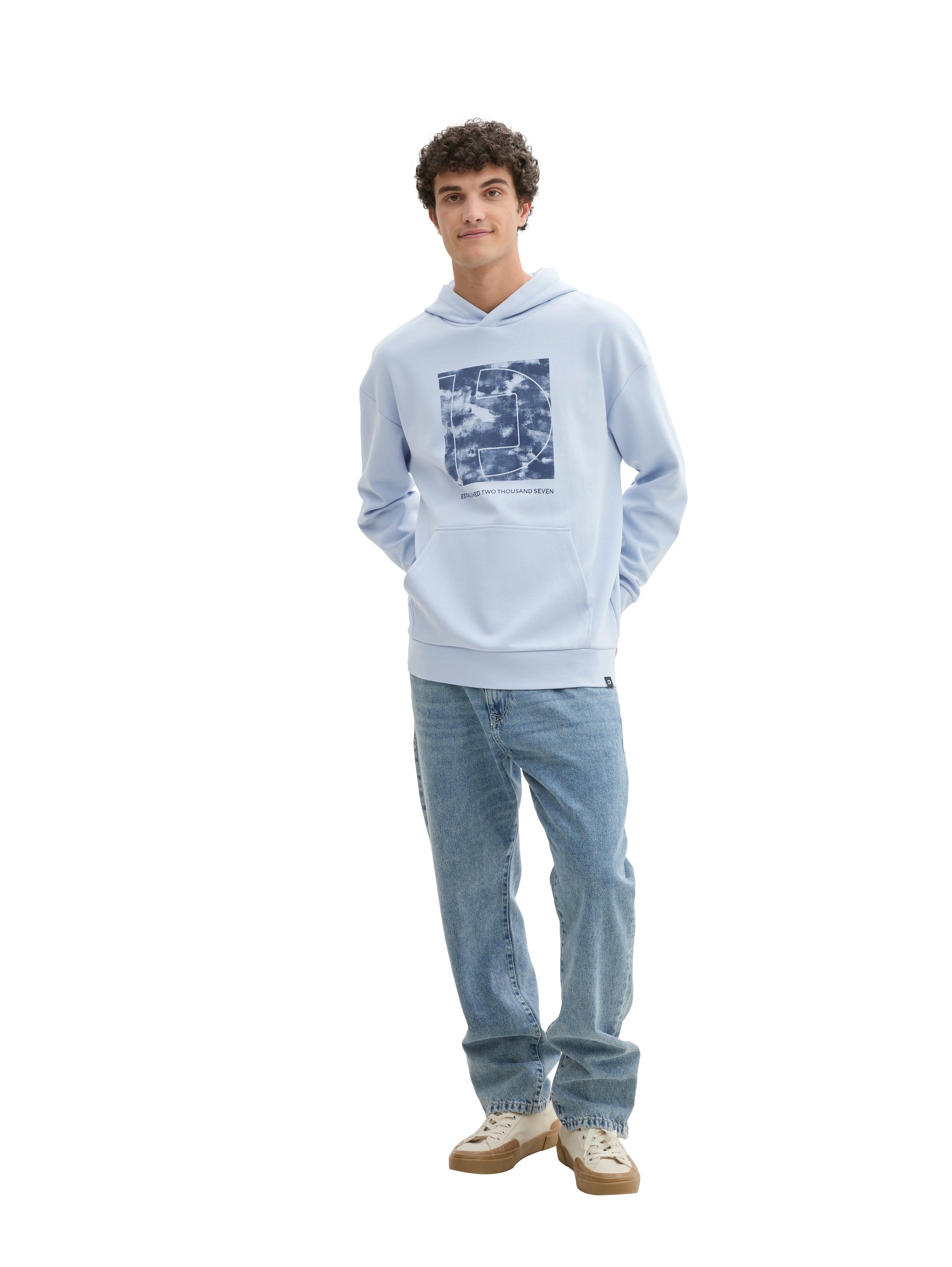 Tom Tailor Relaxed Blue Hoodie With A Print