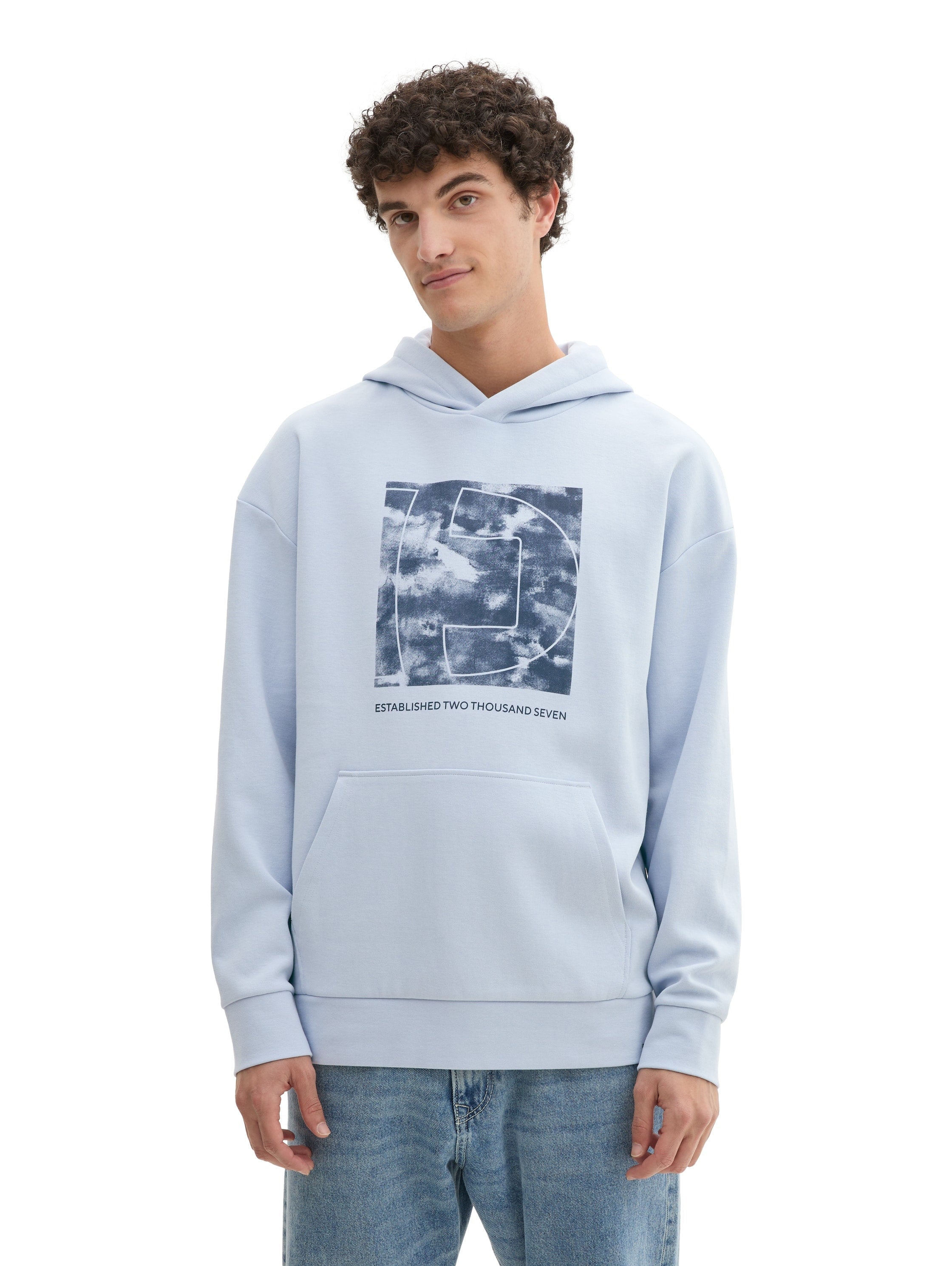 Tom Tailor Relaxed Blue Hoodie With A Print