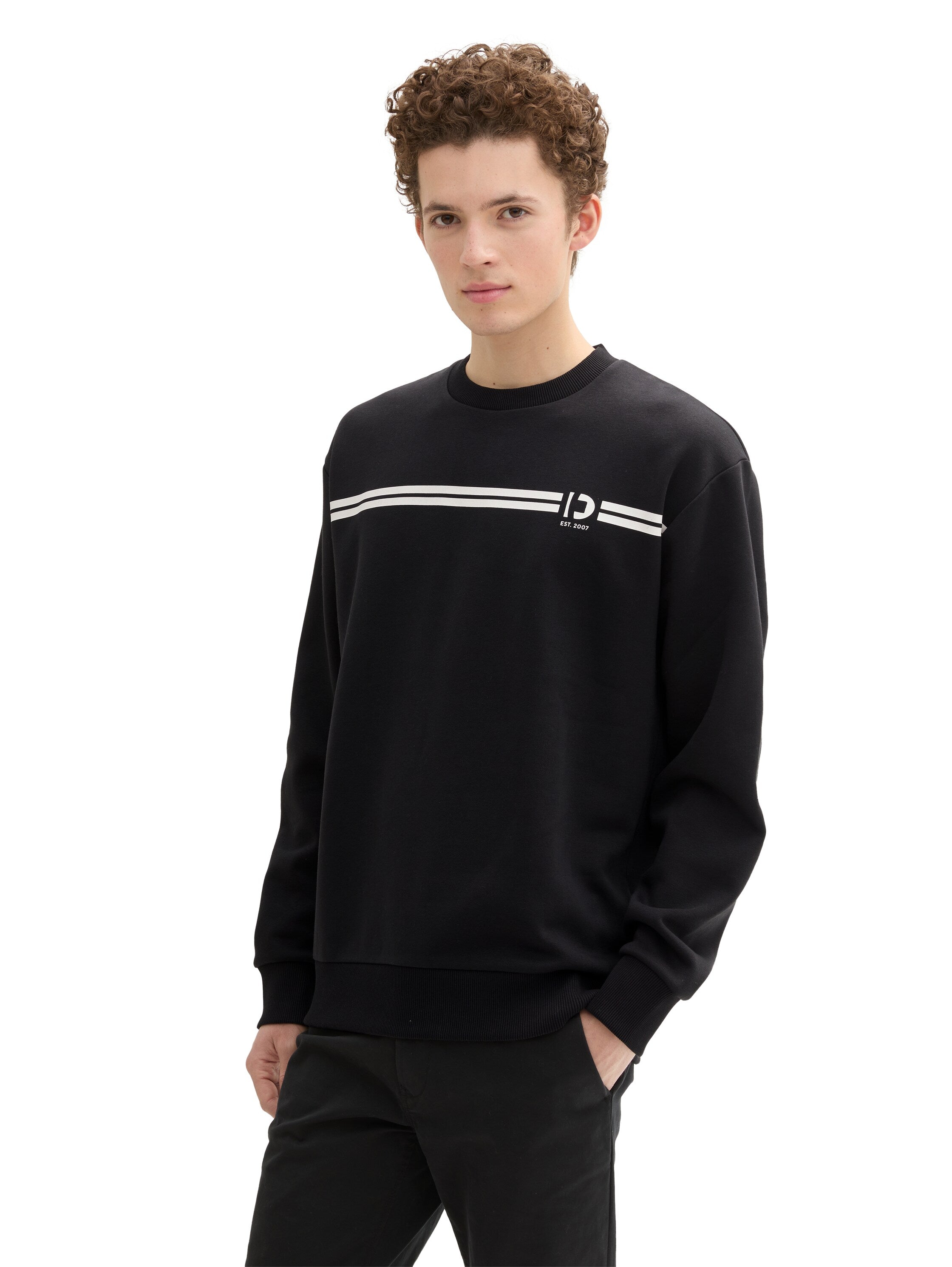 Tom Tailor Black Sweater With A Logo Print