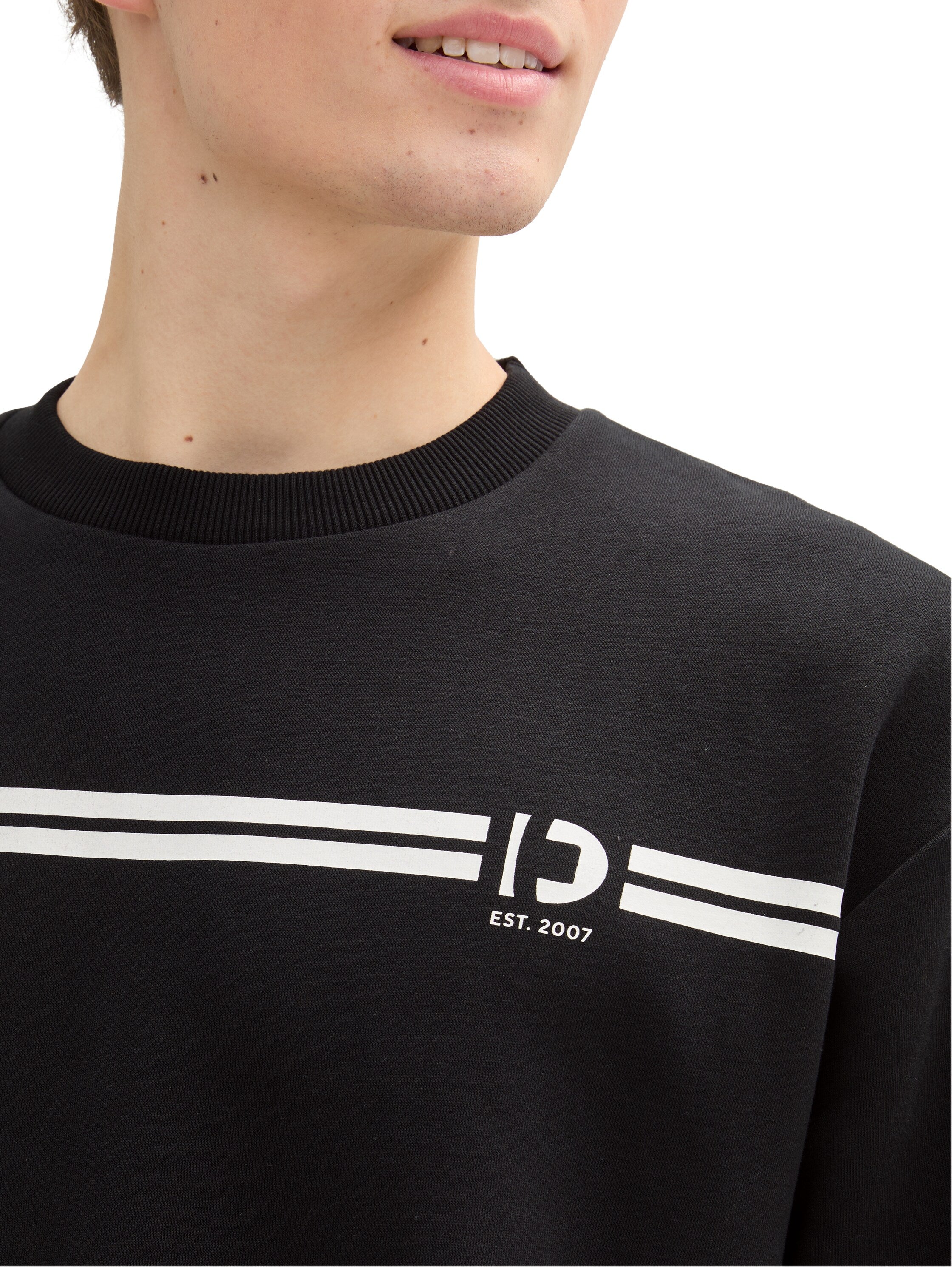 Tom Tailor Black Sweater With A Logo Print