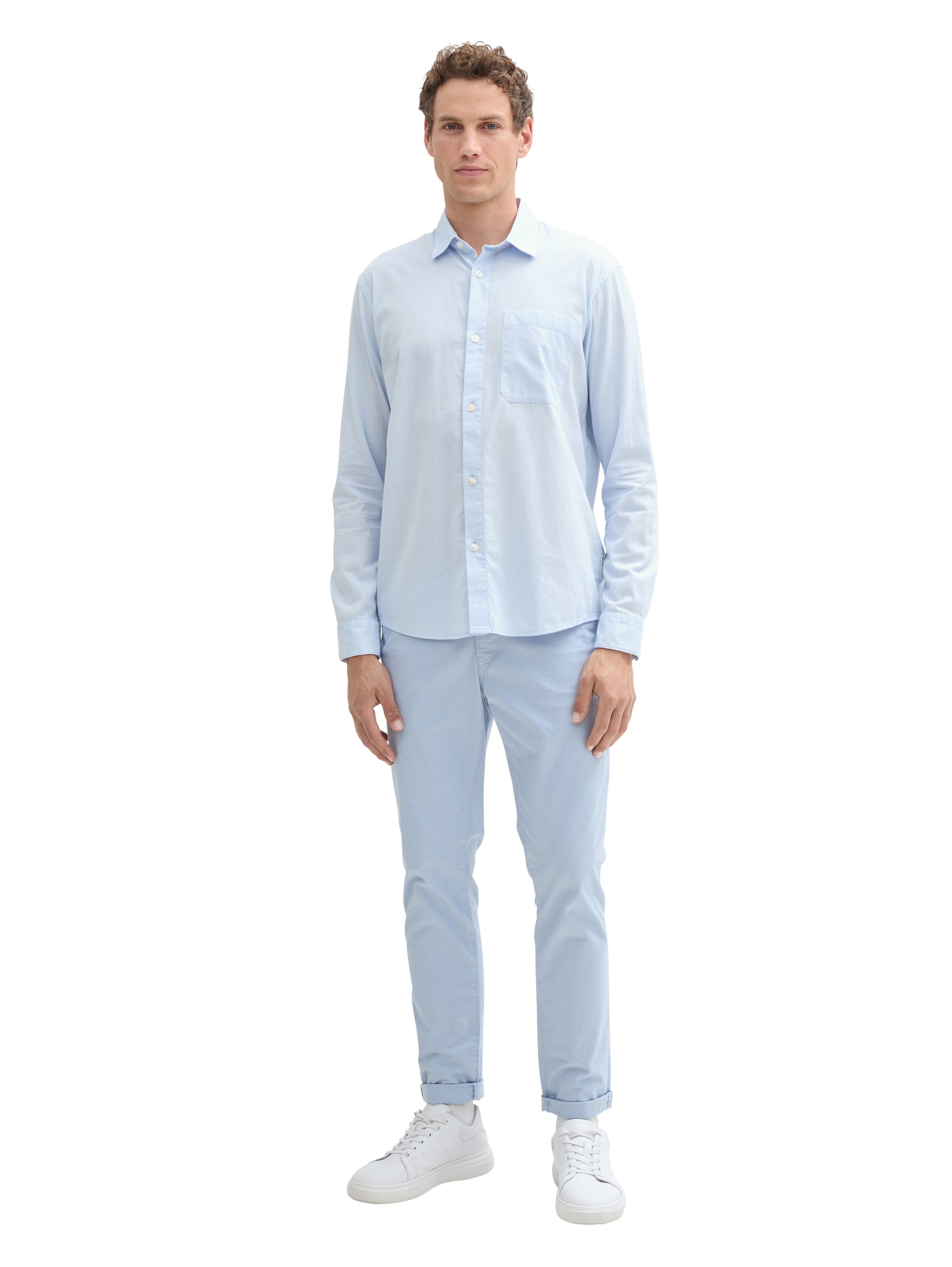 Tom Tailor Blue Regular Shirt With Attached Chest Pocket