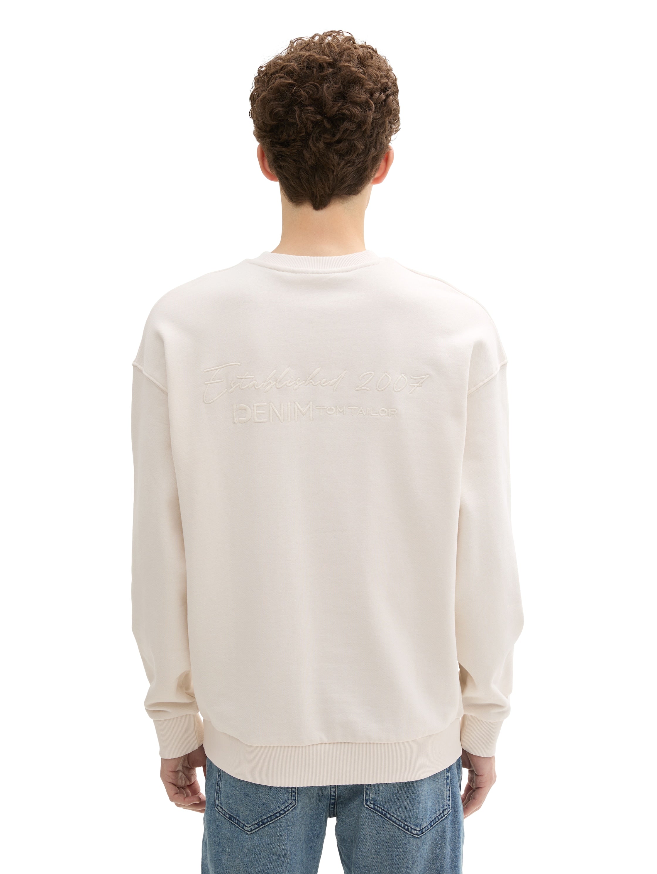 Tom Tailor Round Neck Beige Sweater With Logo Embroidery