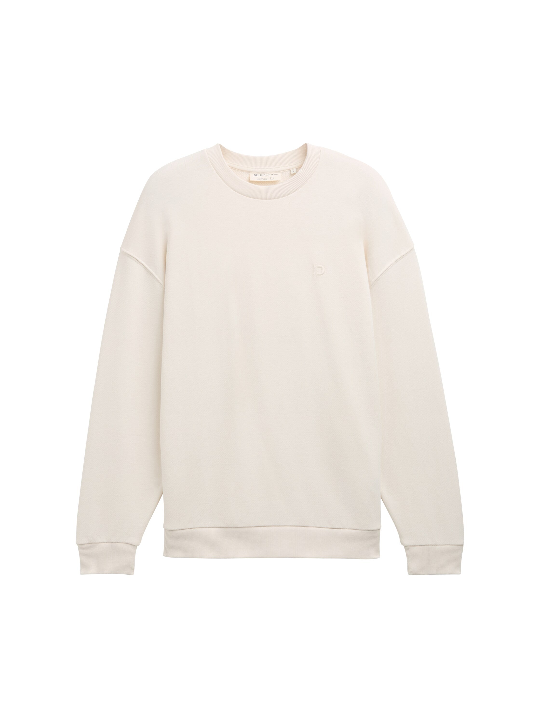 Tom Tailor Round Neck Beige Sweater With Logo Embroidery