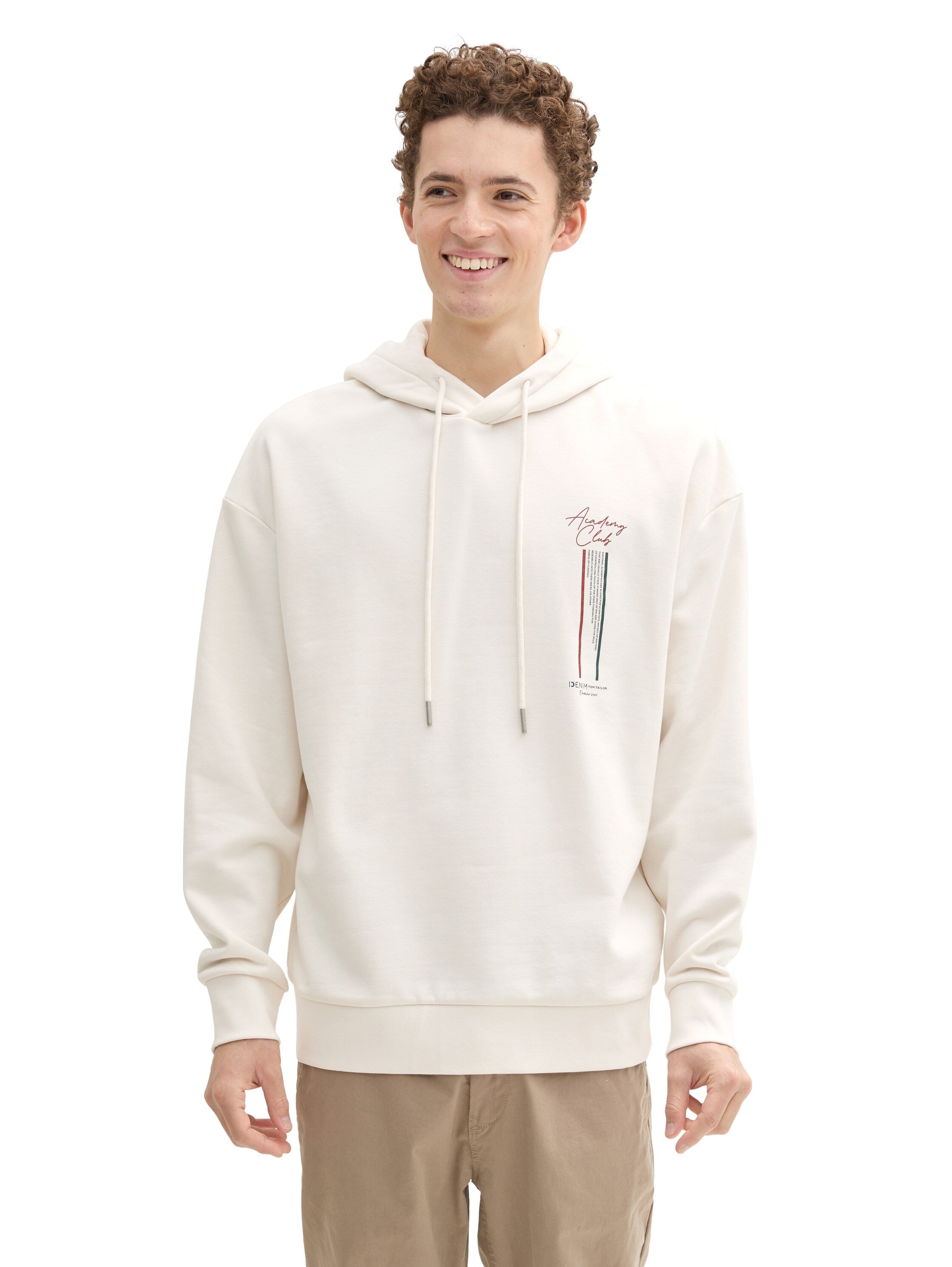 Tom Tailor Relaxed Beige Hoodie With a Print