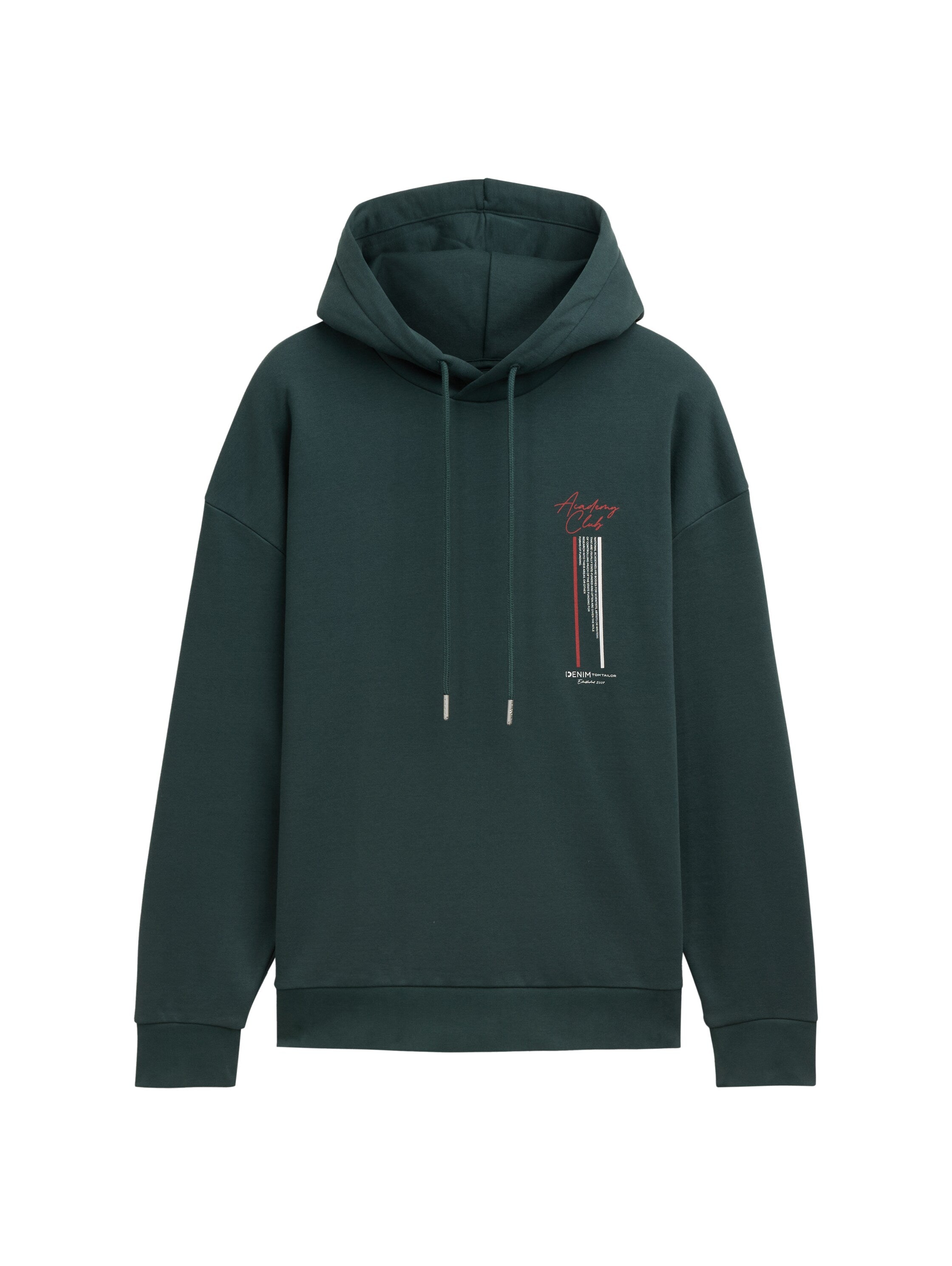 Tom Tailor Relaxed Dark Green Hoodie With a Print