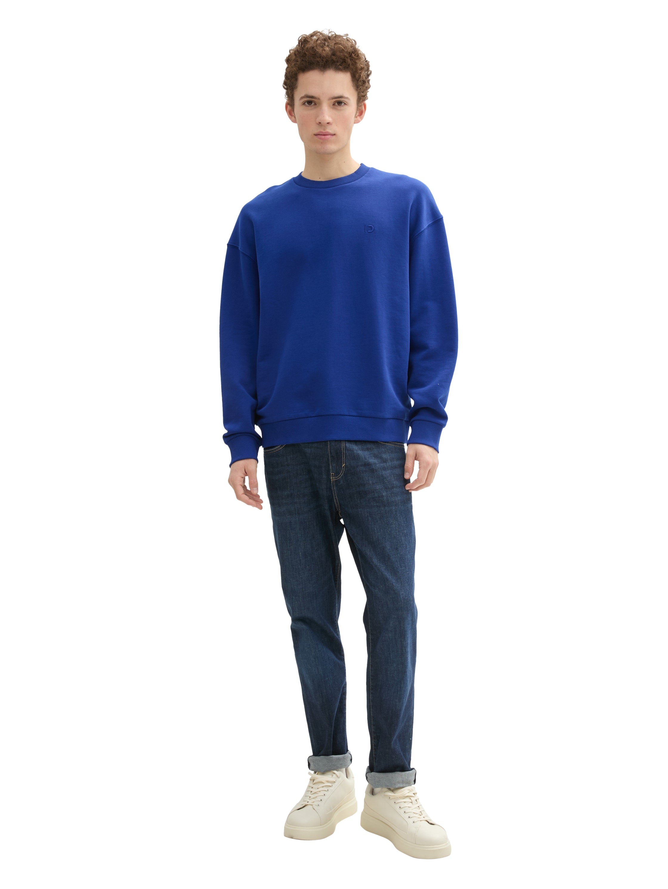 Tom Tailor Round Neck Gitane Sweater With Logo Embroidery