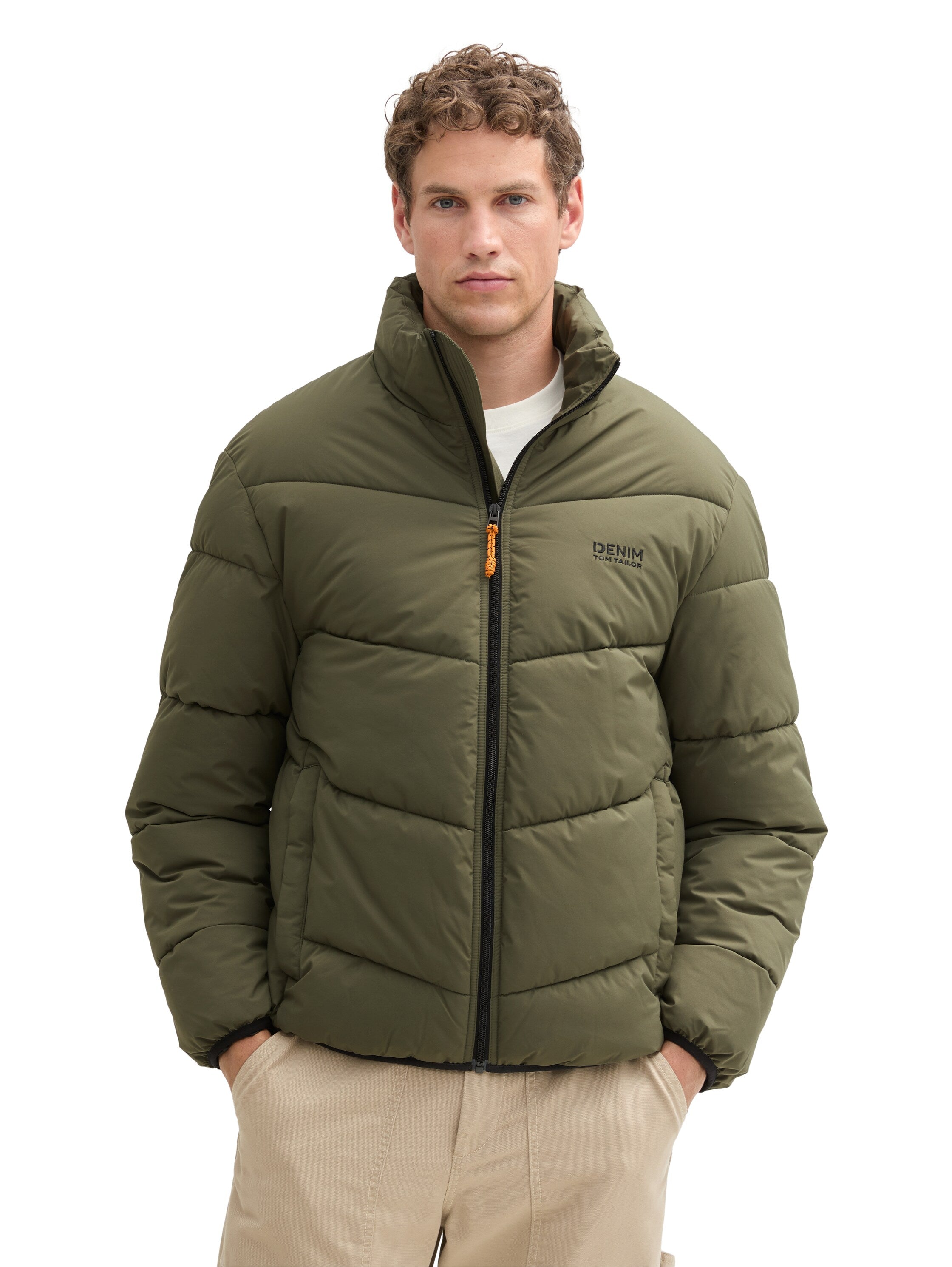 Tom Tailor Water-Repellent Olive Puffer Jacket