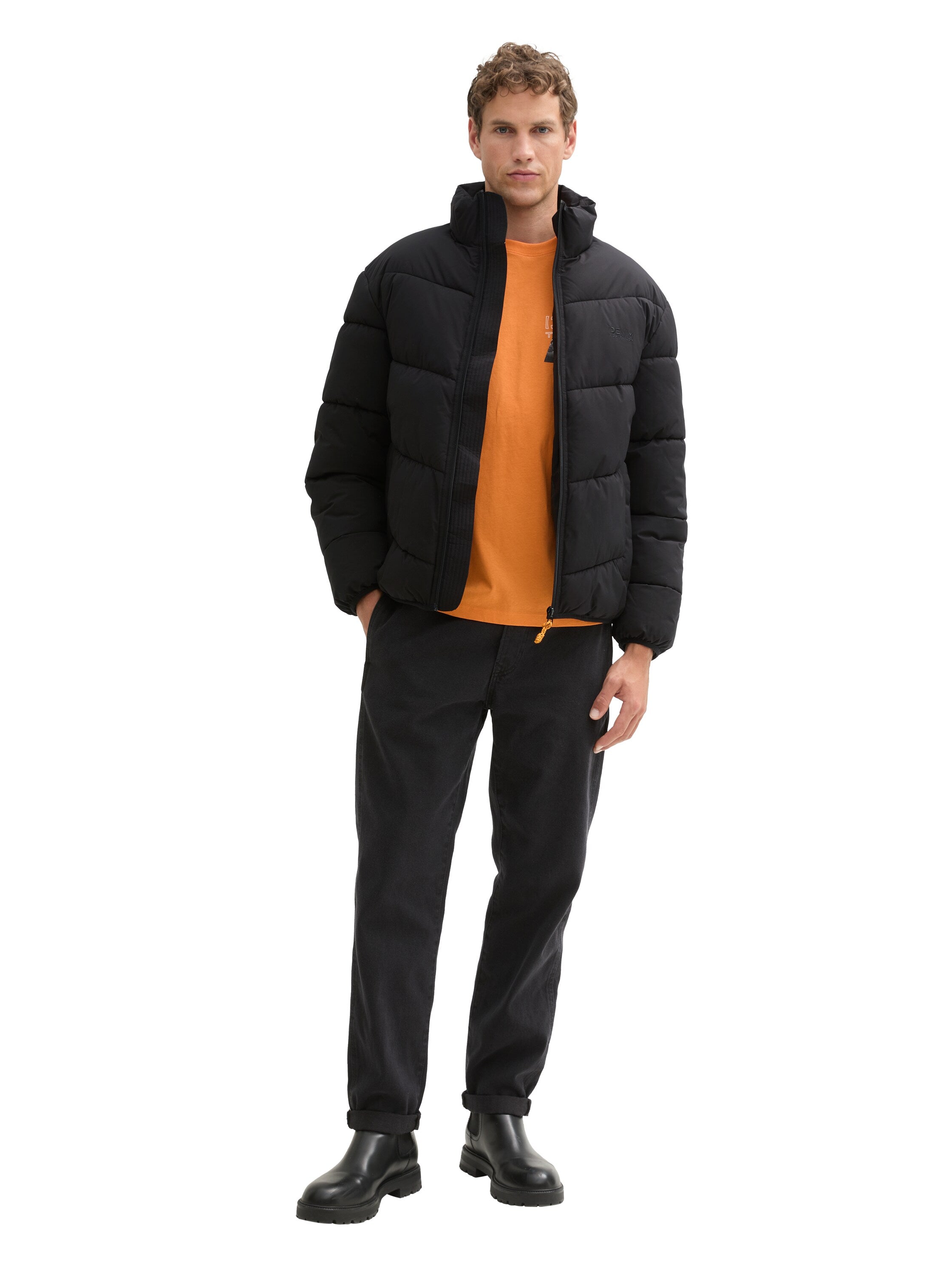 Tom Tailor Water-Repellent Black Puffer Jacket