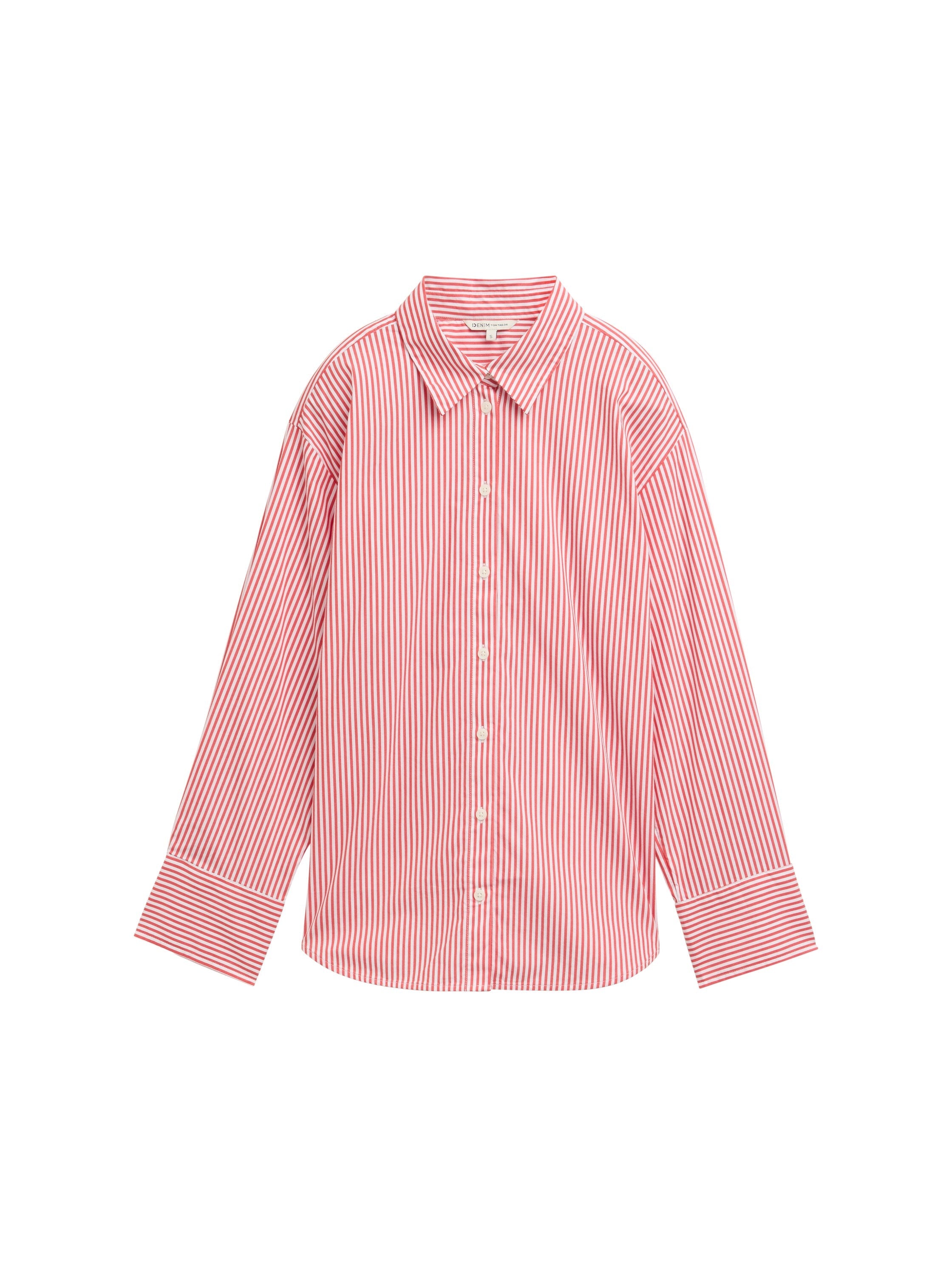 Tom Tailor Loose Fit Pink White Striped Shirt