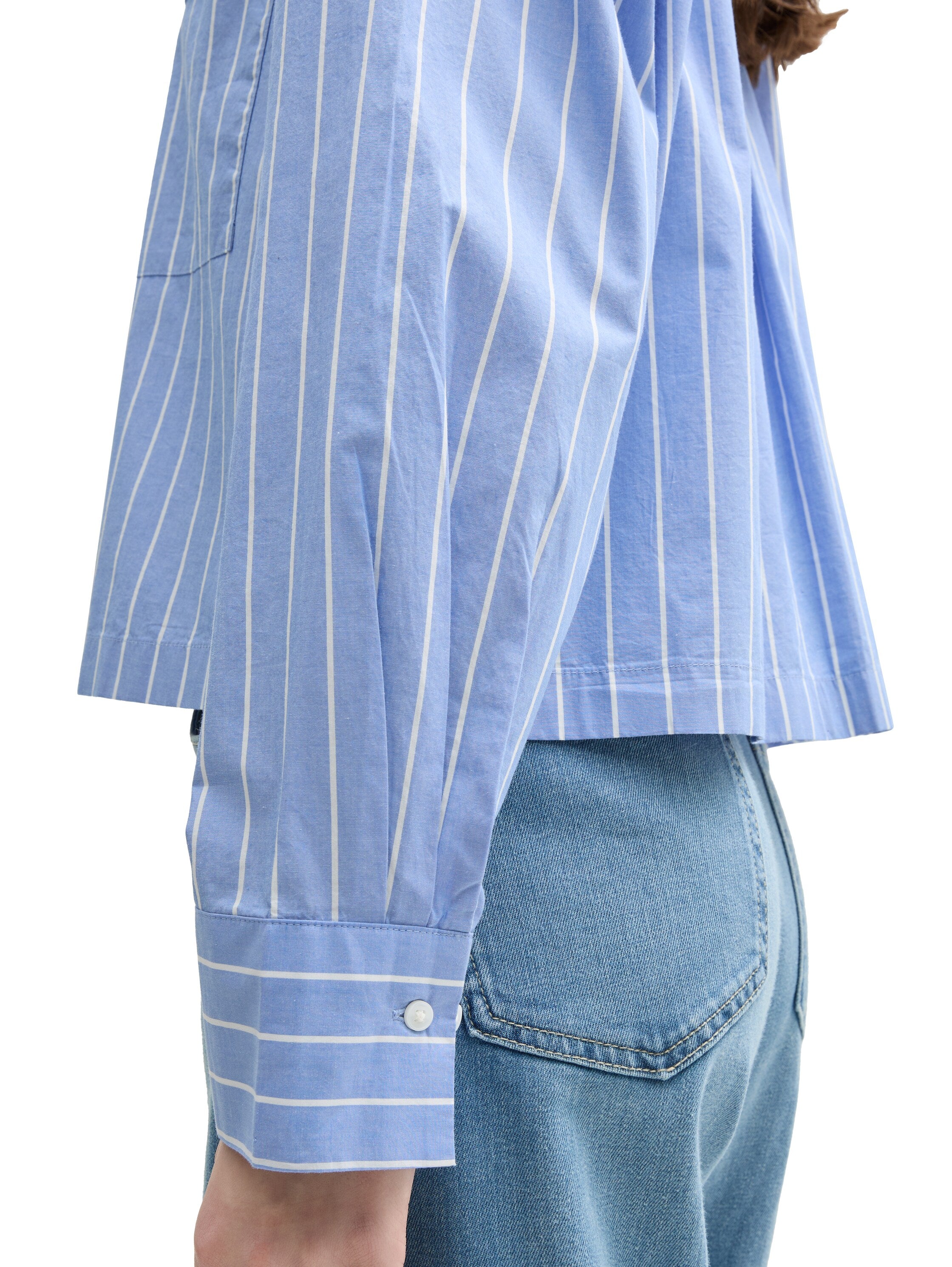 Tom Tailor Boxy Fit Mid Blue White Stripe Shirt