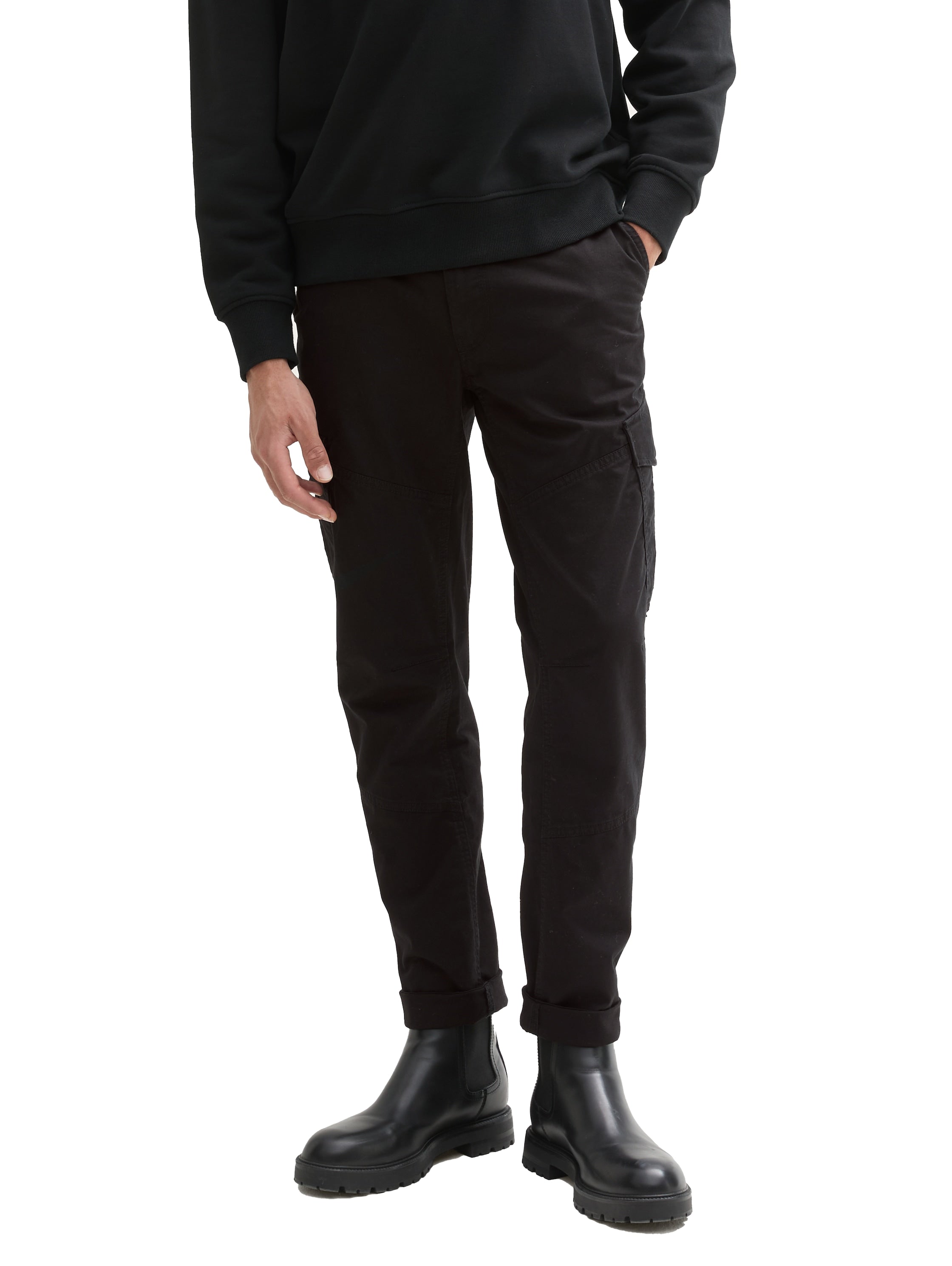 Tom Tailor Regular Tapered Black Cargo Pants